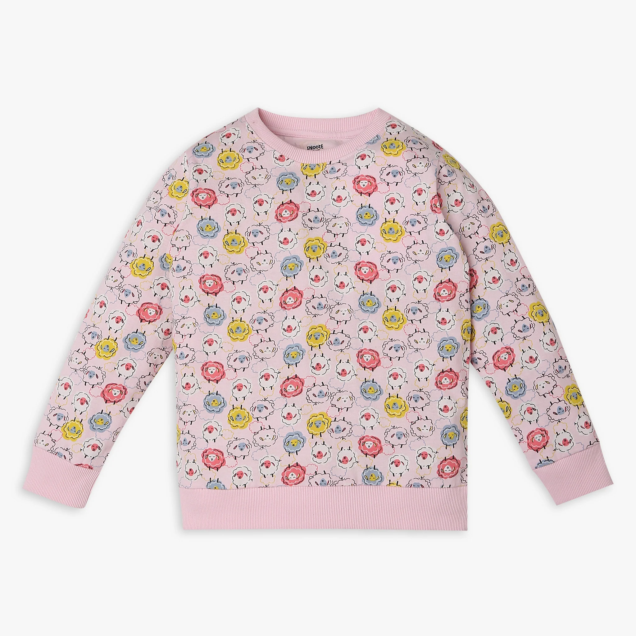 Girls Knitted Printed T-Shirt With Trackpant Sleepwear Set - Image 2