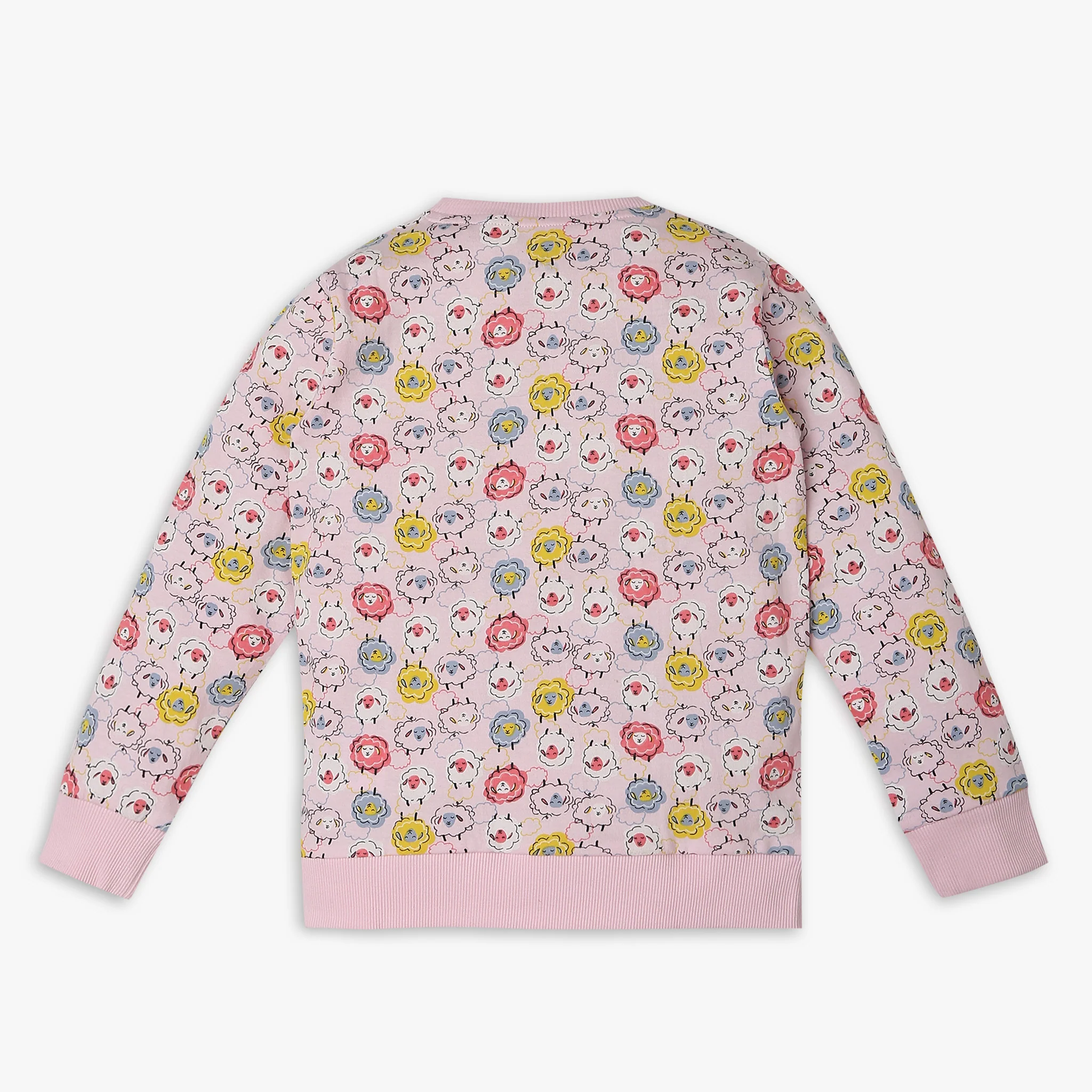 Girls Knitted Printed T-Shirt With Trackpant Sleepwear Set - Image 3