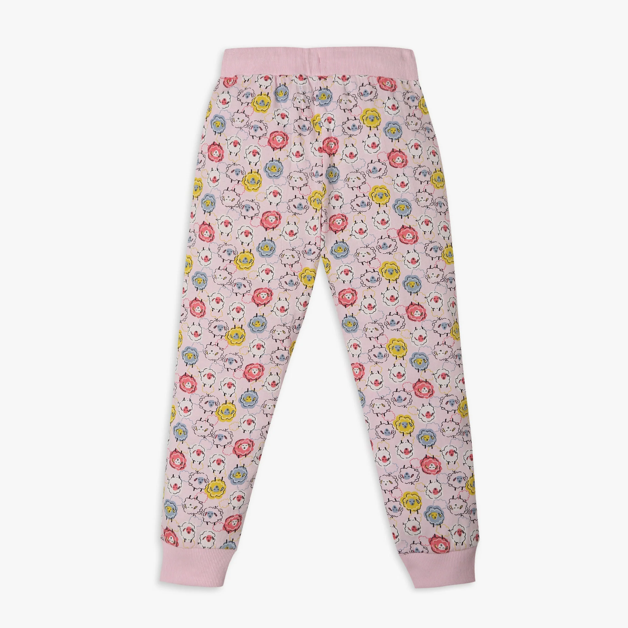 Girls Knitted Printed T-Shirt With Trackpant Sleepwear Set - Image 6