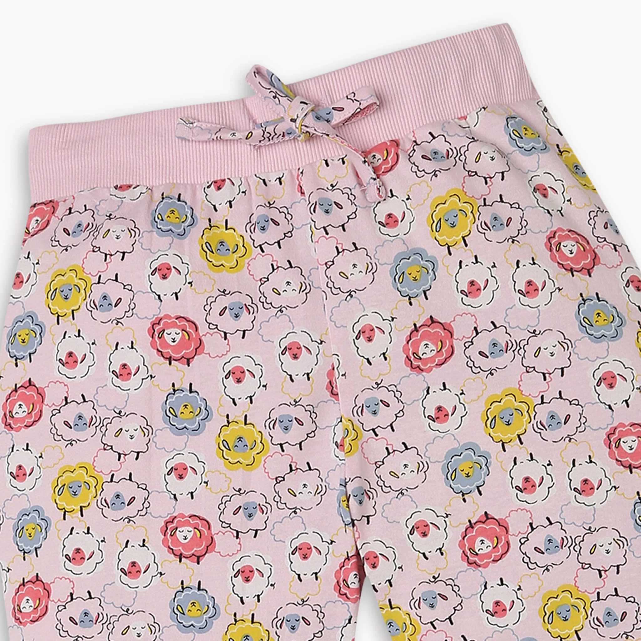 Girls Knitted Printed T-Shirt With Trackpant Sleepwear Set - Image 7