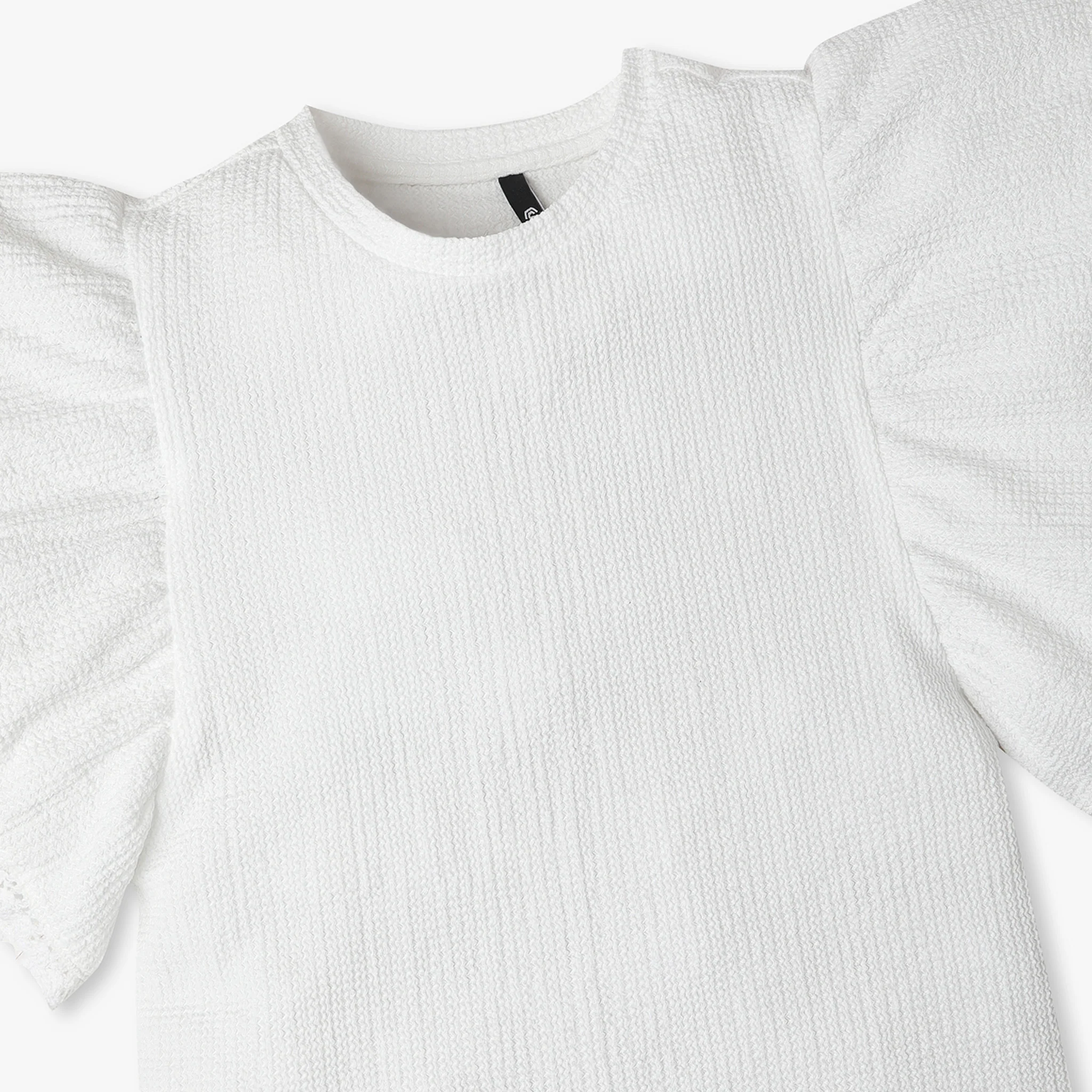Girls Solid Round Neck Short Sleeve Top - Image 3