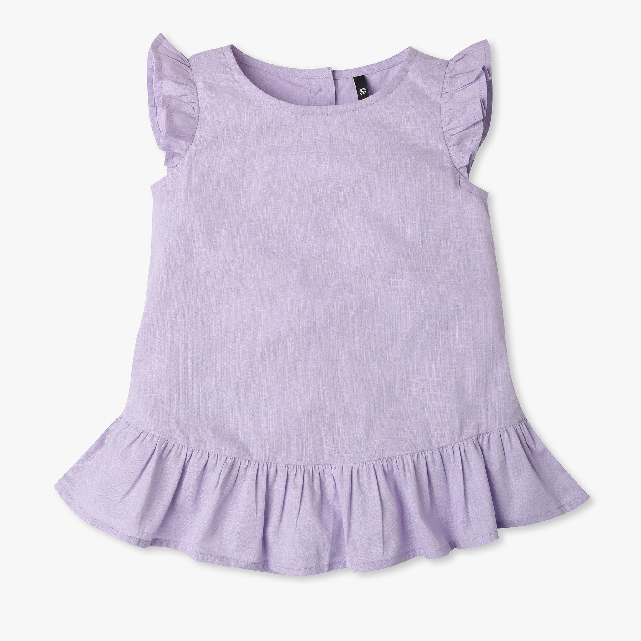 Girls Solid Round Neck Short Sleeve Top - Image 10