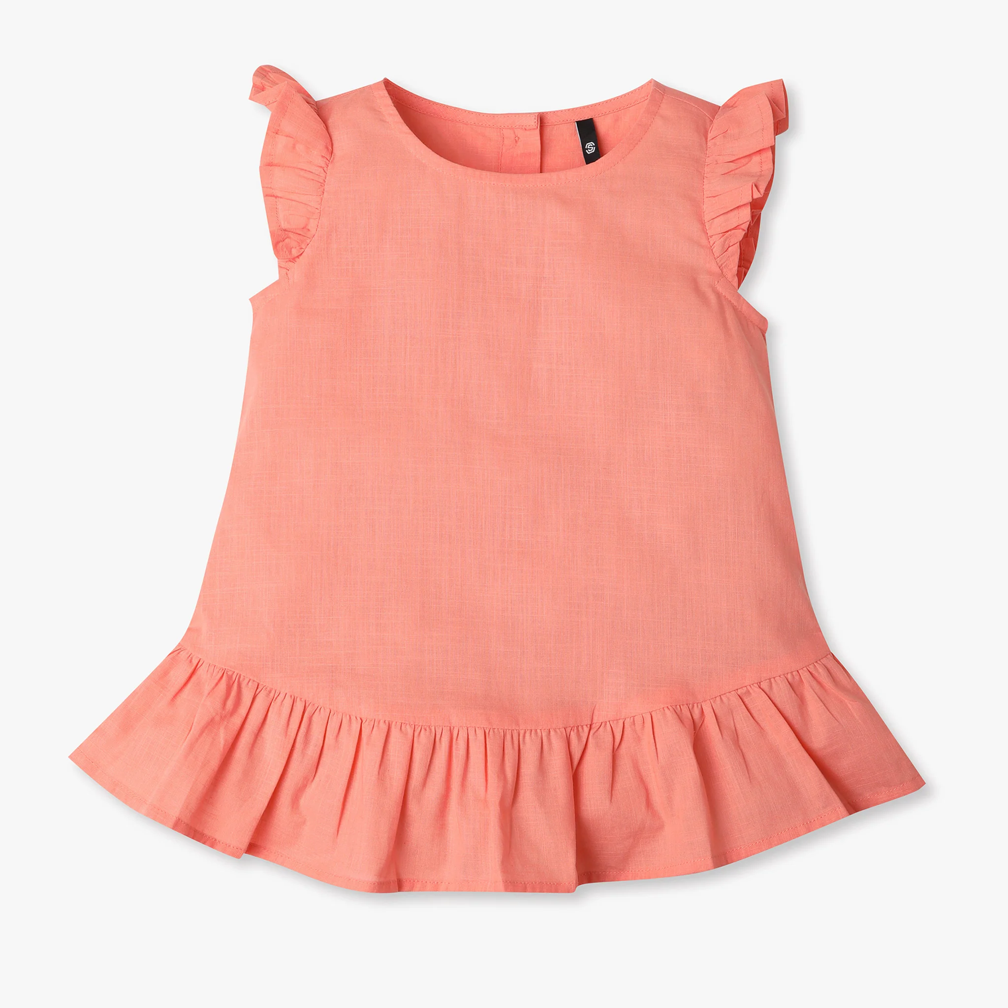 Girls Solid Round Neck Short Sleeve Top - Image 4