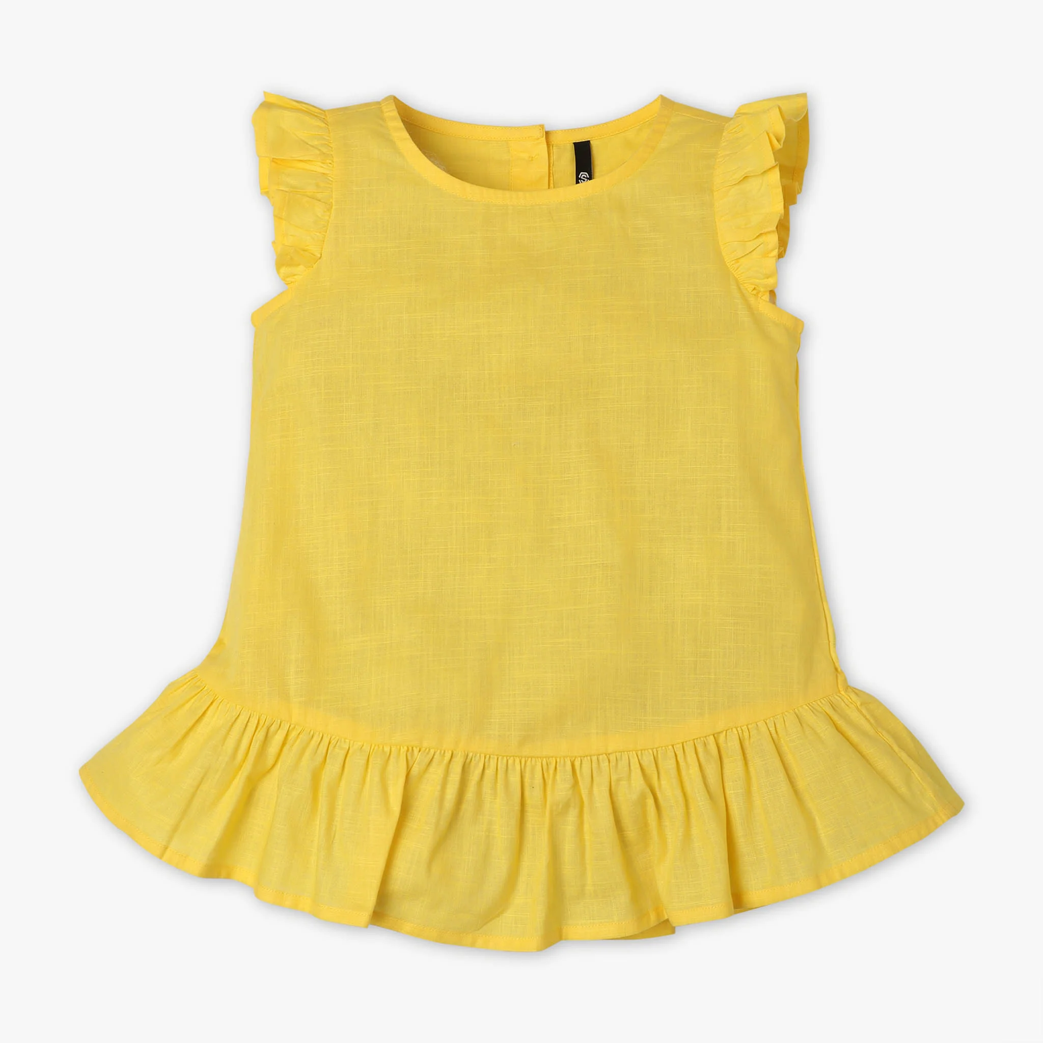 Girls Solid Round Neck Short Sleeve Top - Image 7