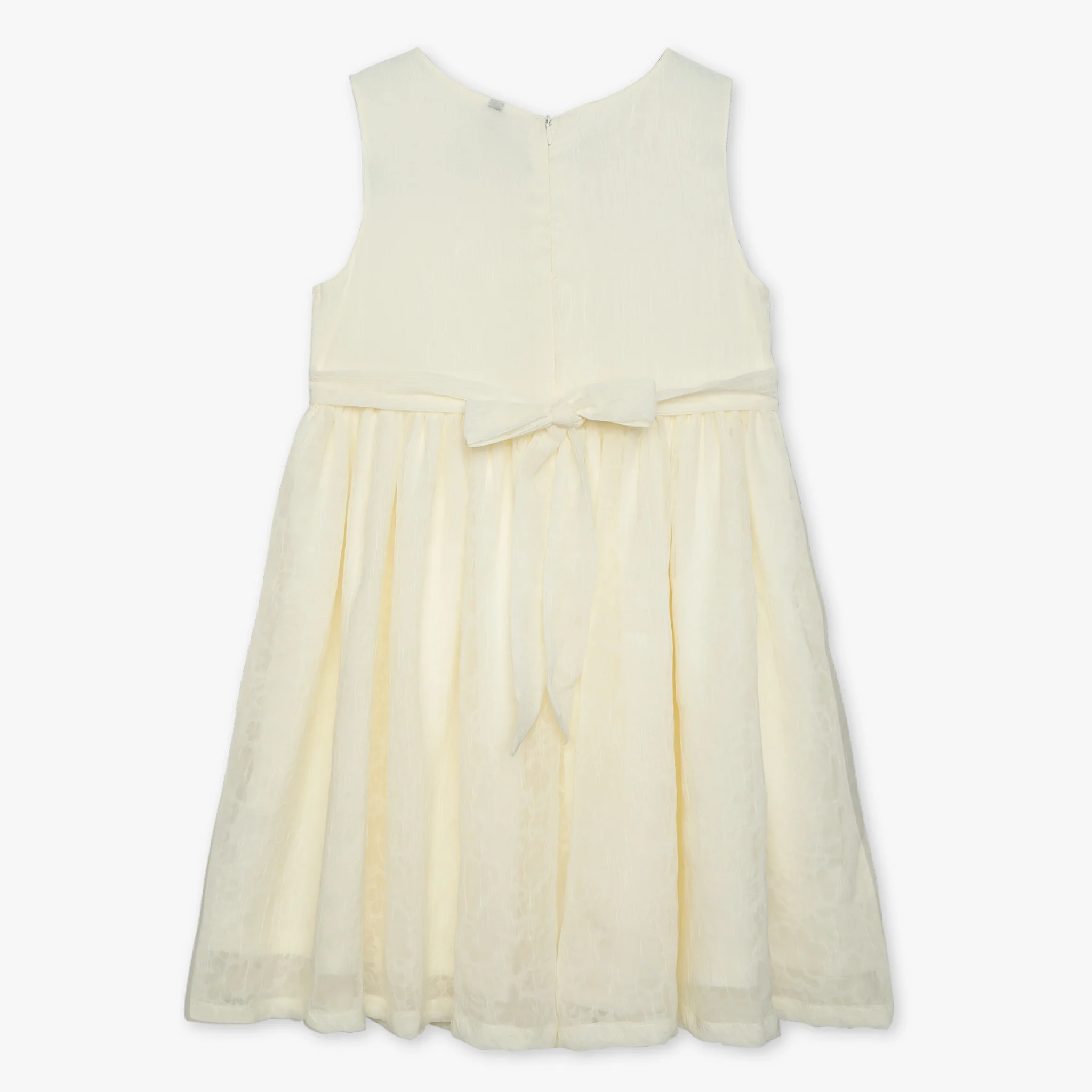 Girls Crew Neck Sleeveless Structured Flared Dress - Image 5