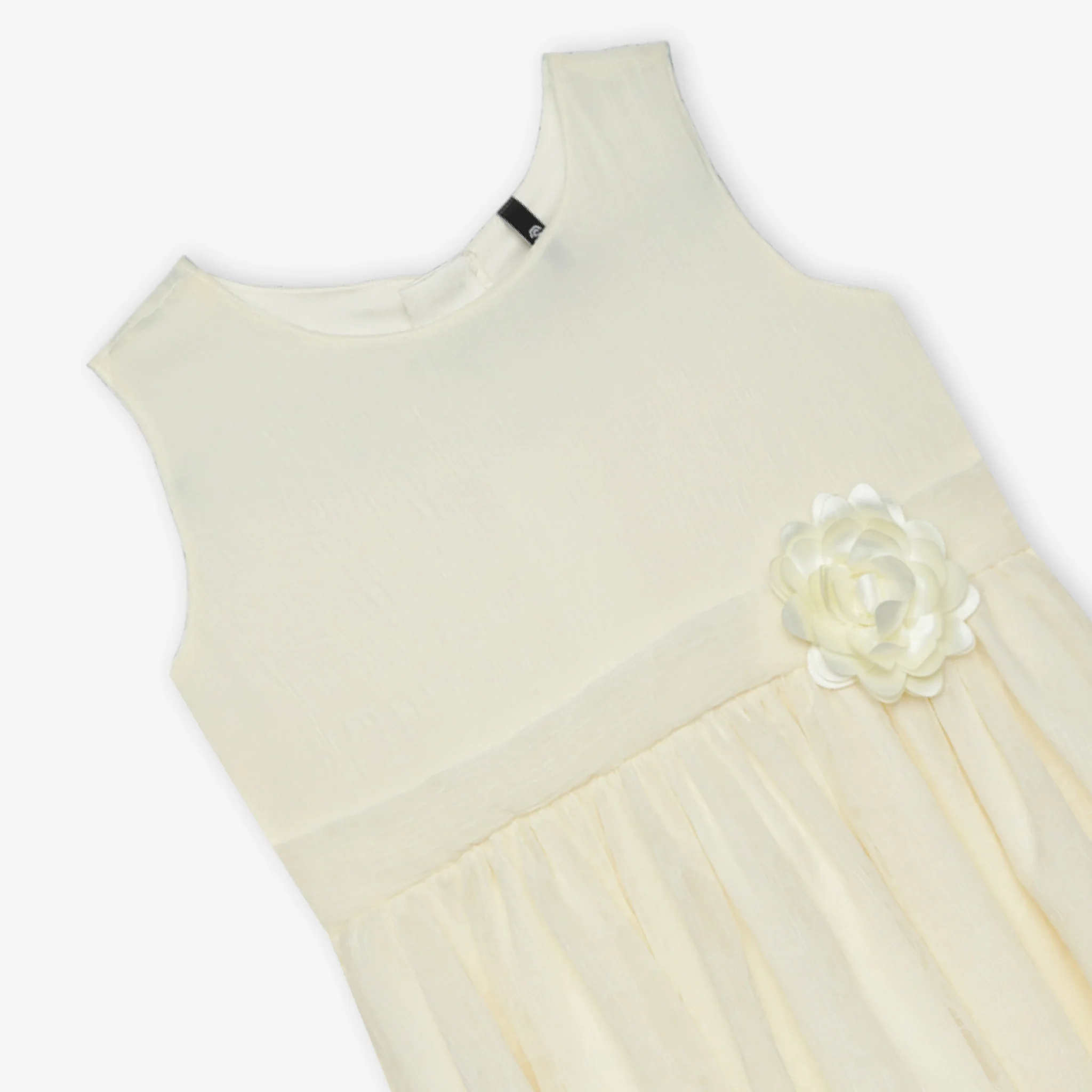 Girls Crew Neck Sleeveless Structured Flared Dress - Image 6