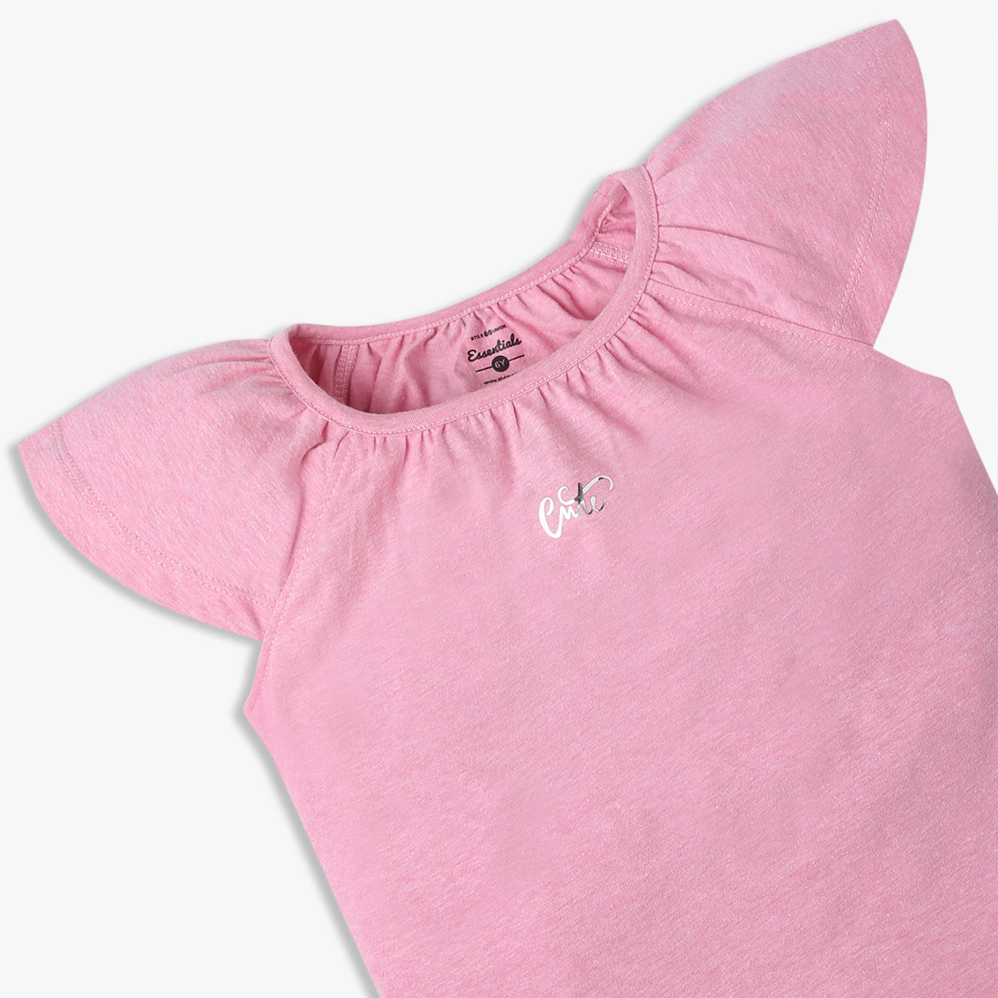 Girls Solid Crew Neck Short Sleeve T-Shirt - Image 3