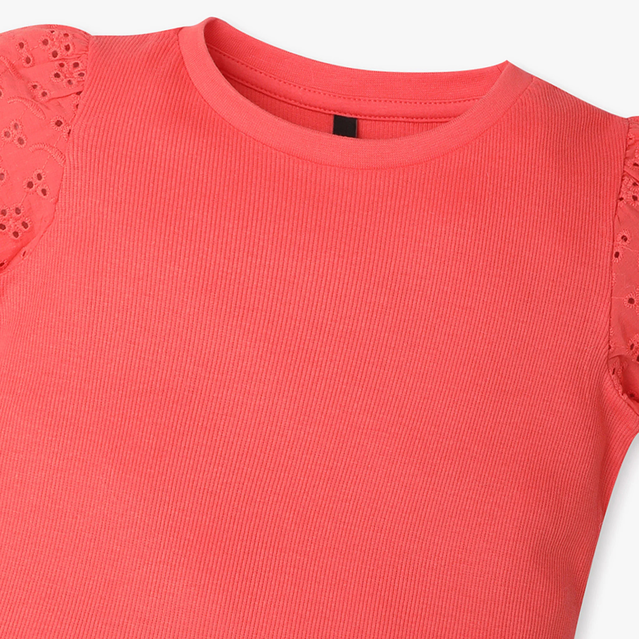 Girls Solid Crew Neck Short Sleeve T-Shirt - Image 3