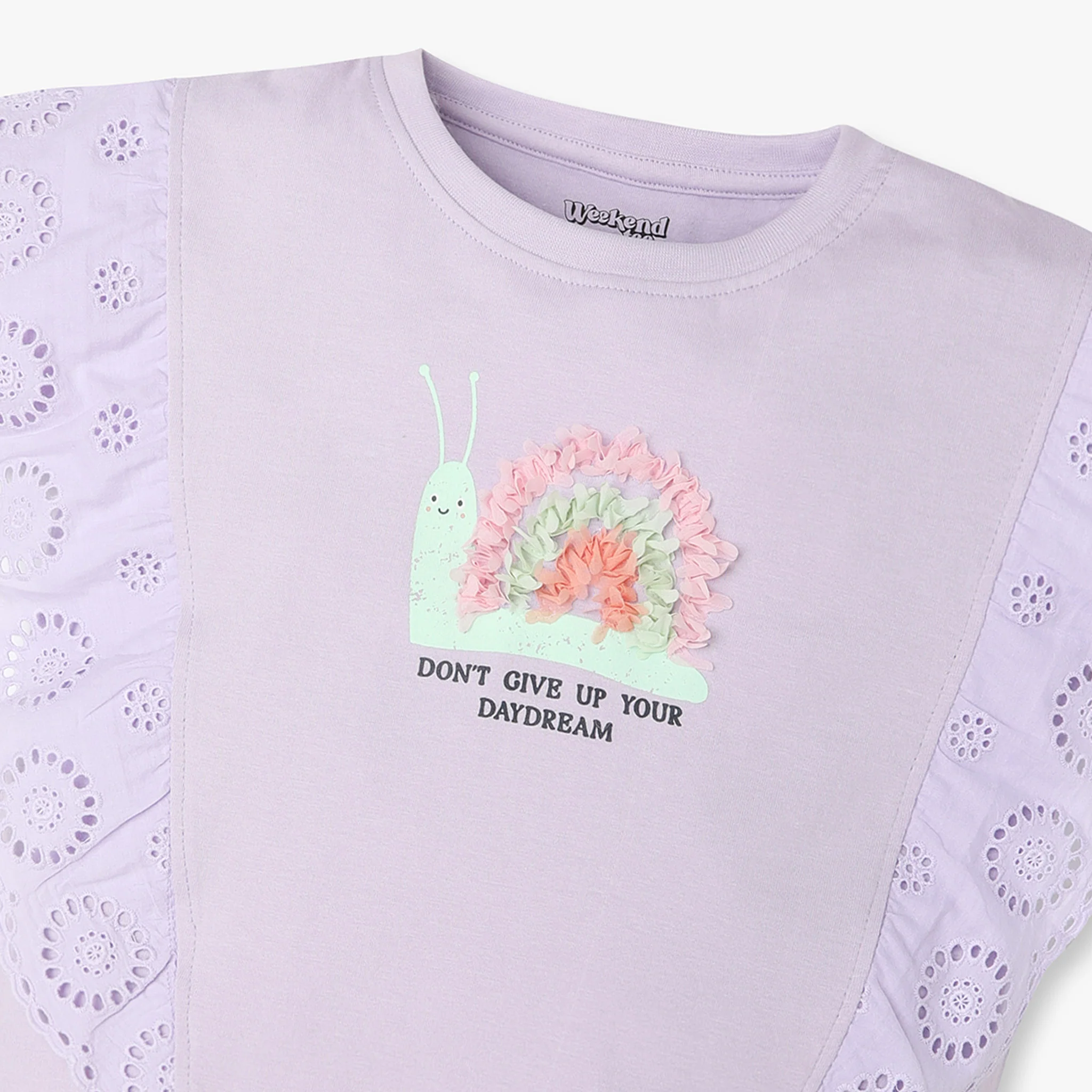Girls Solid Crew Neck Short Sleeve T-Shirt - Image 3