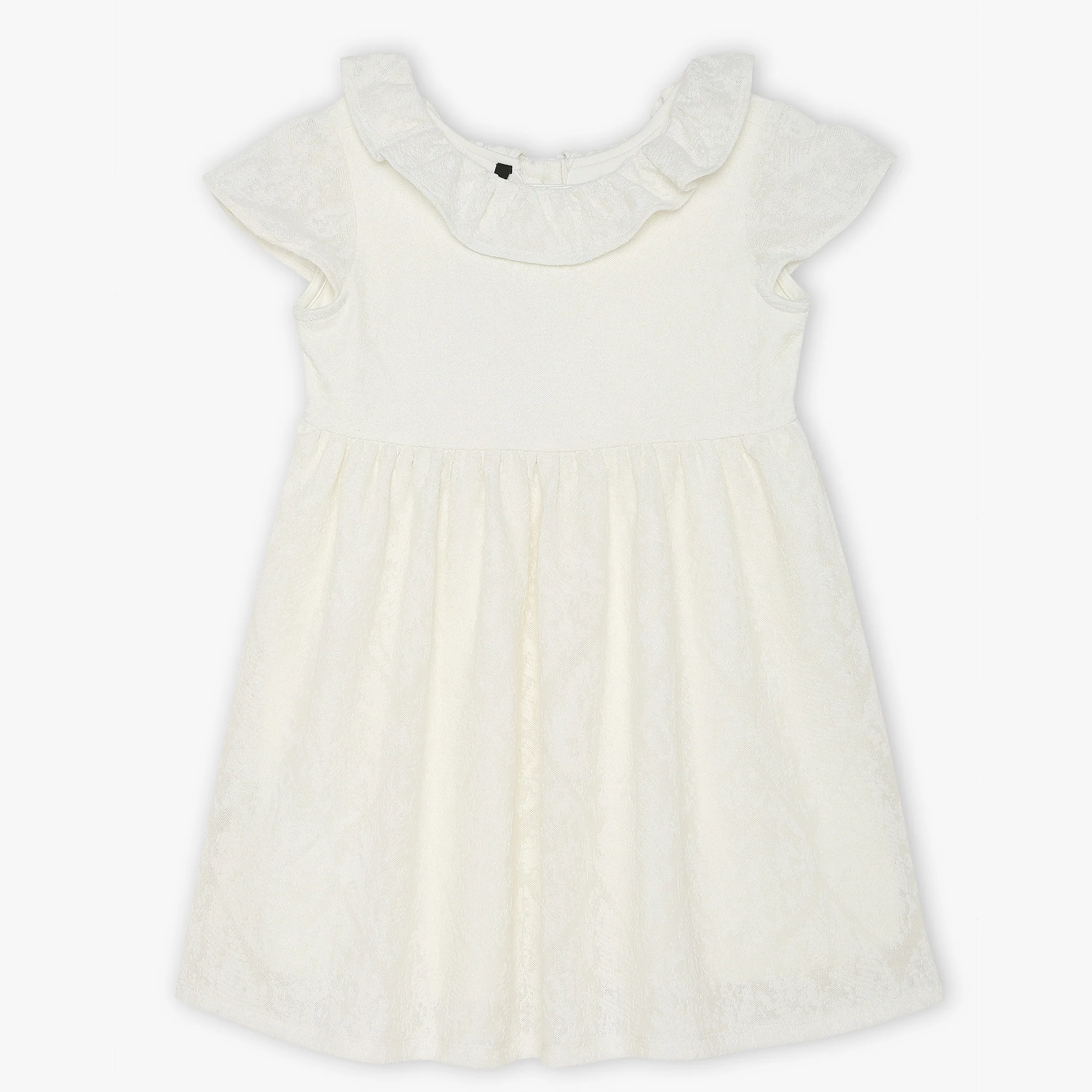 Girls Solid Peter Pan Collar Knitted Dress