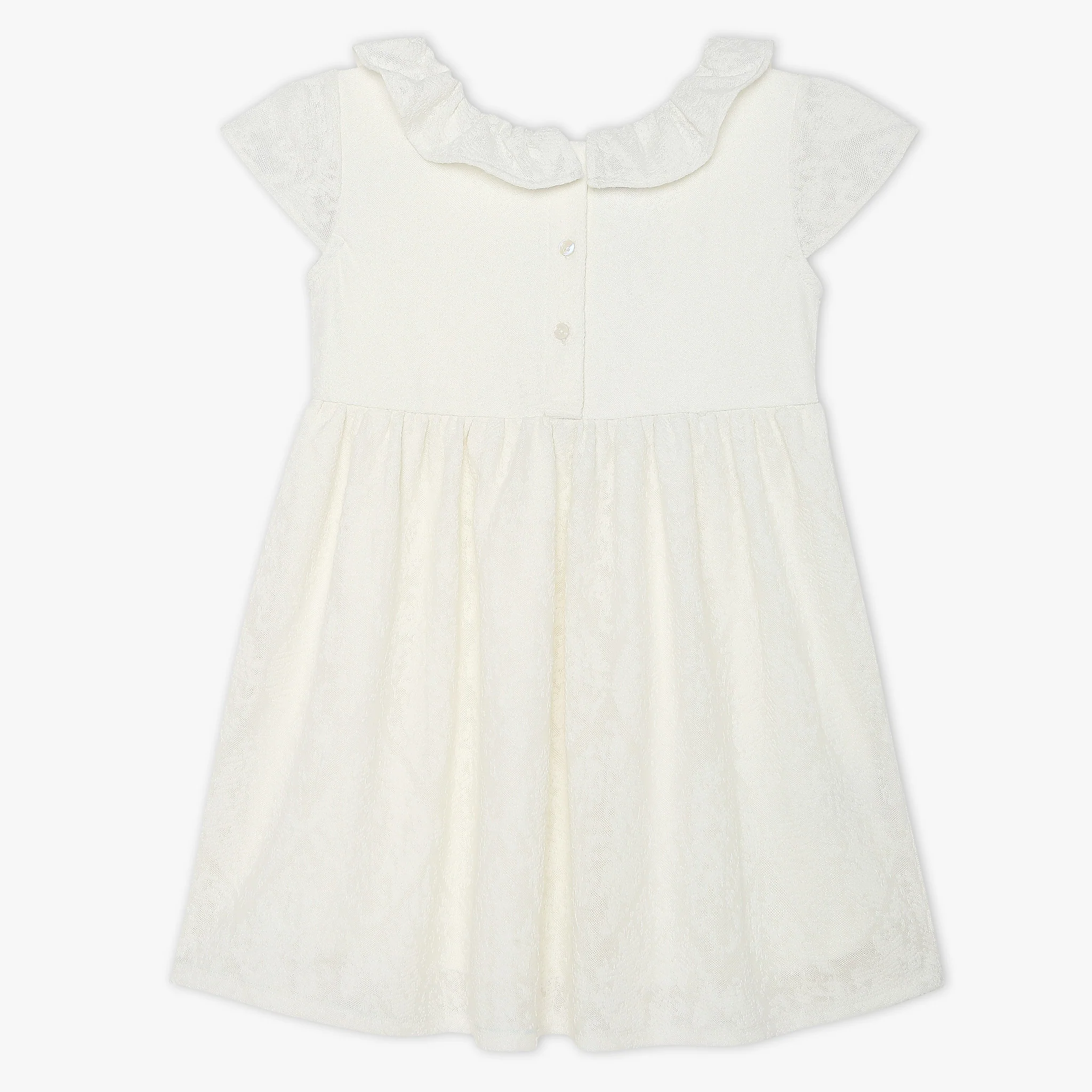 Girls Solid Peter Pan Collar Knitted Dress - Image 2