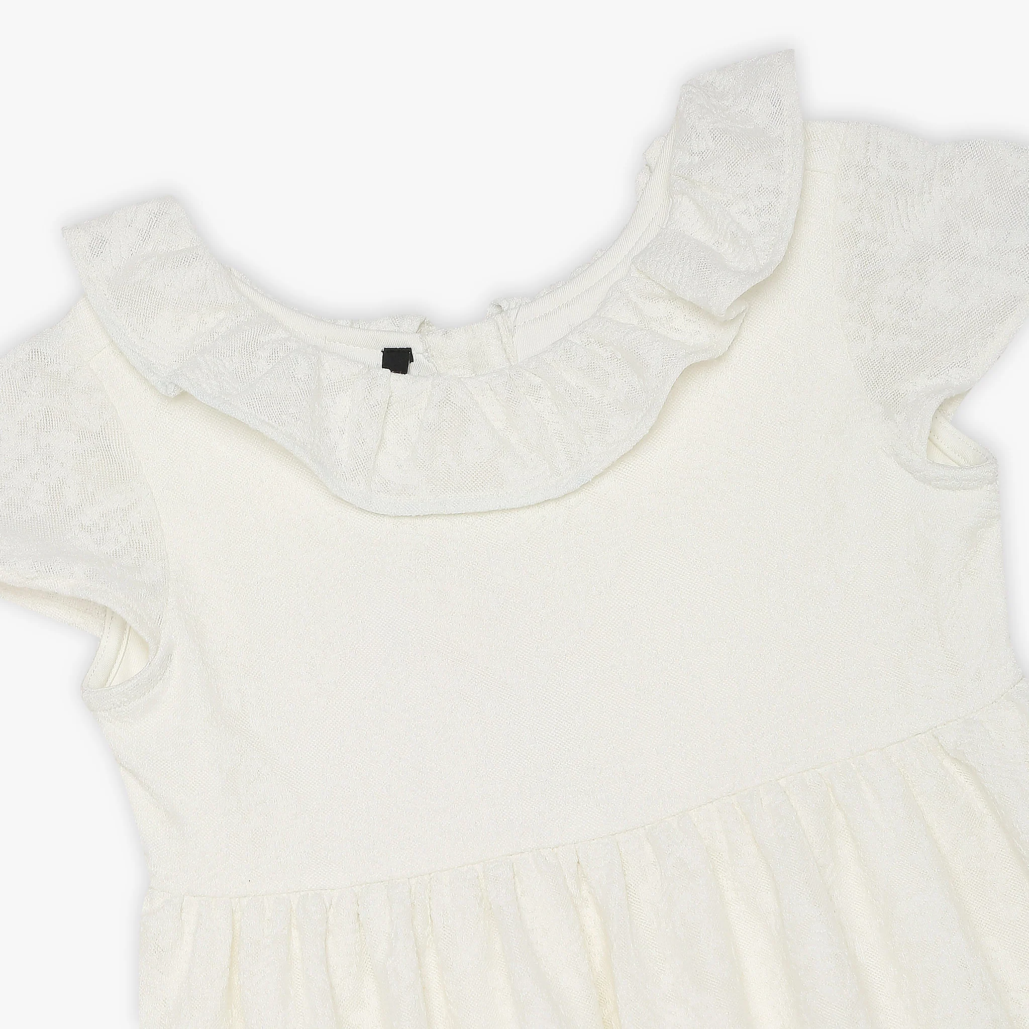 Girls Solid Peter Pan Collar Knitted Dress - Image 3