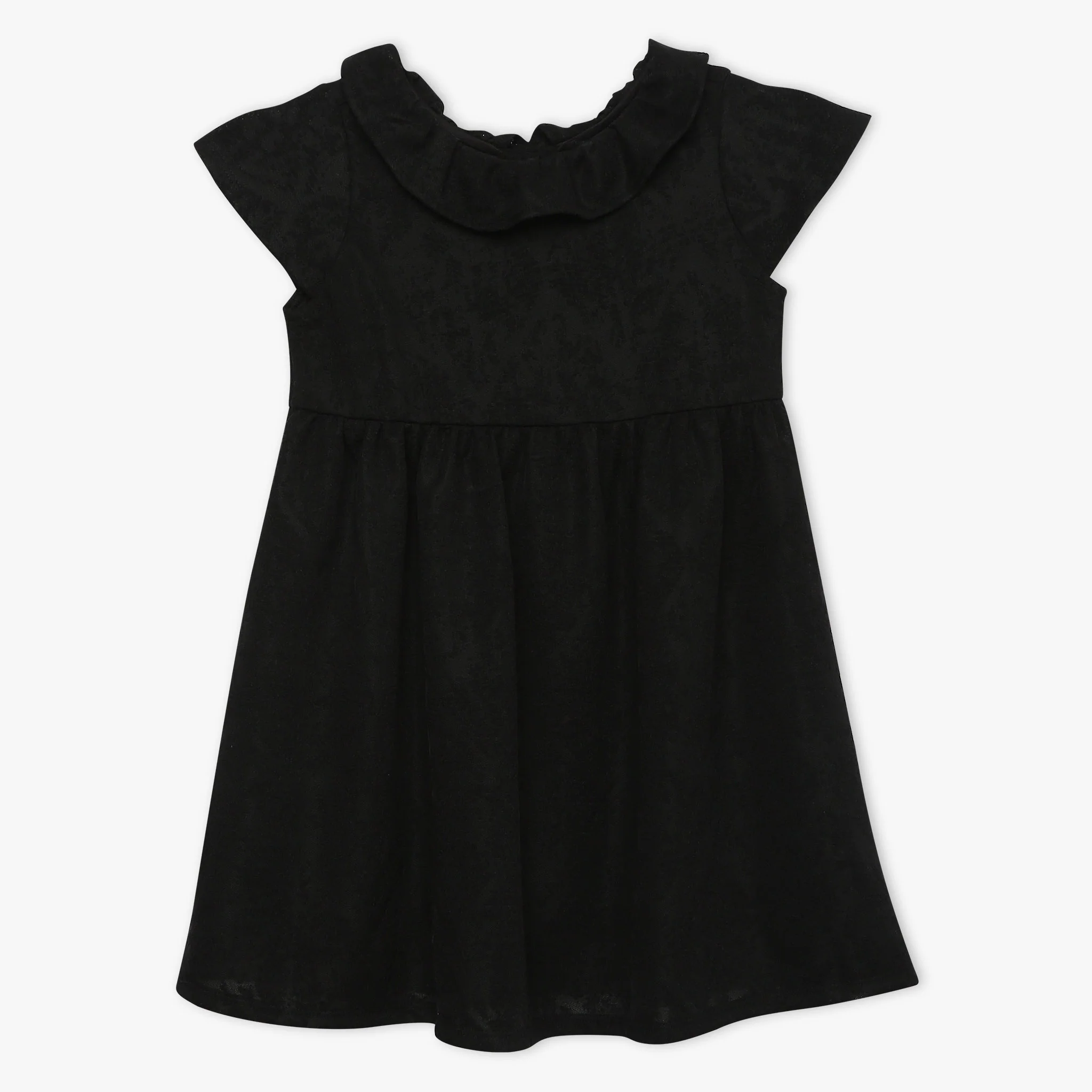 Girls Solid Peter Pan Collar Knitted Dress - Image 4