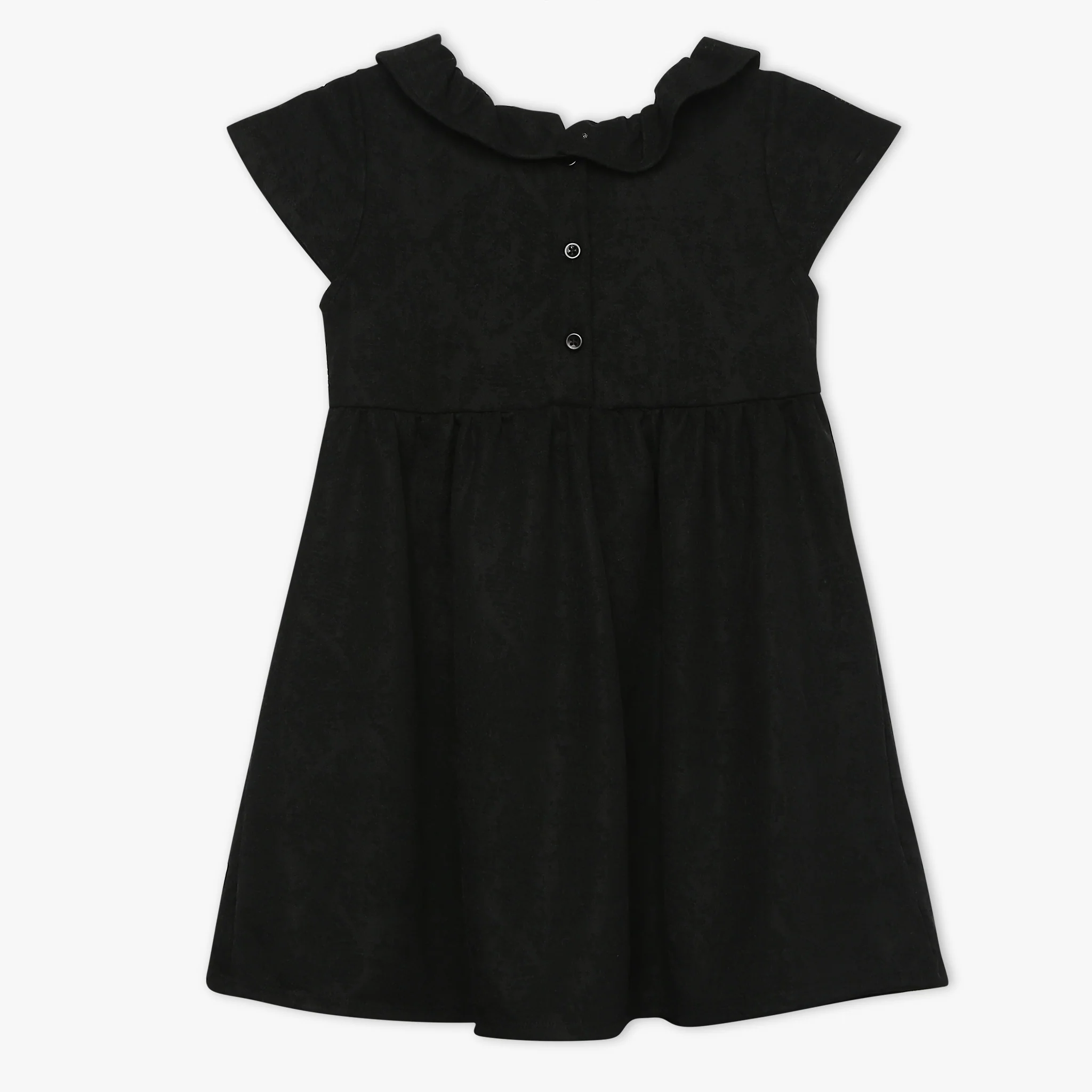 Girls Solid Peter Pan Collar Knitted Dress - Image 5