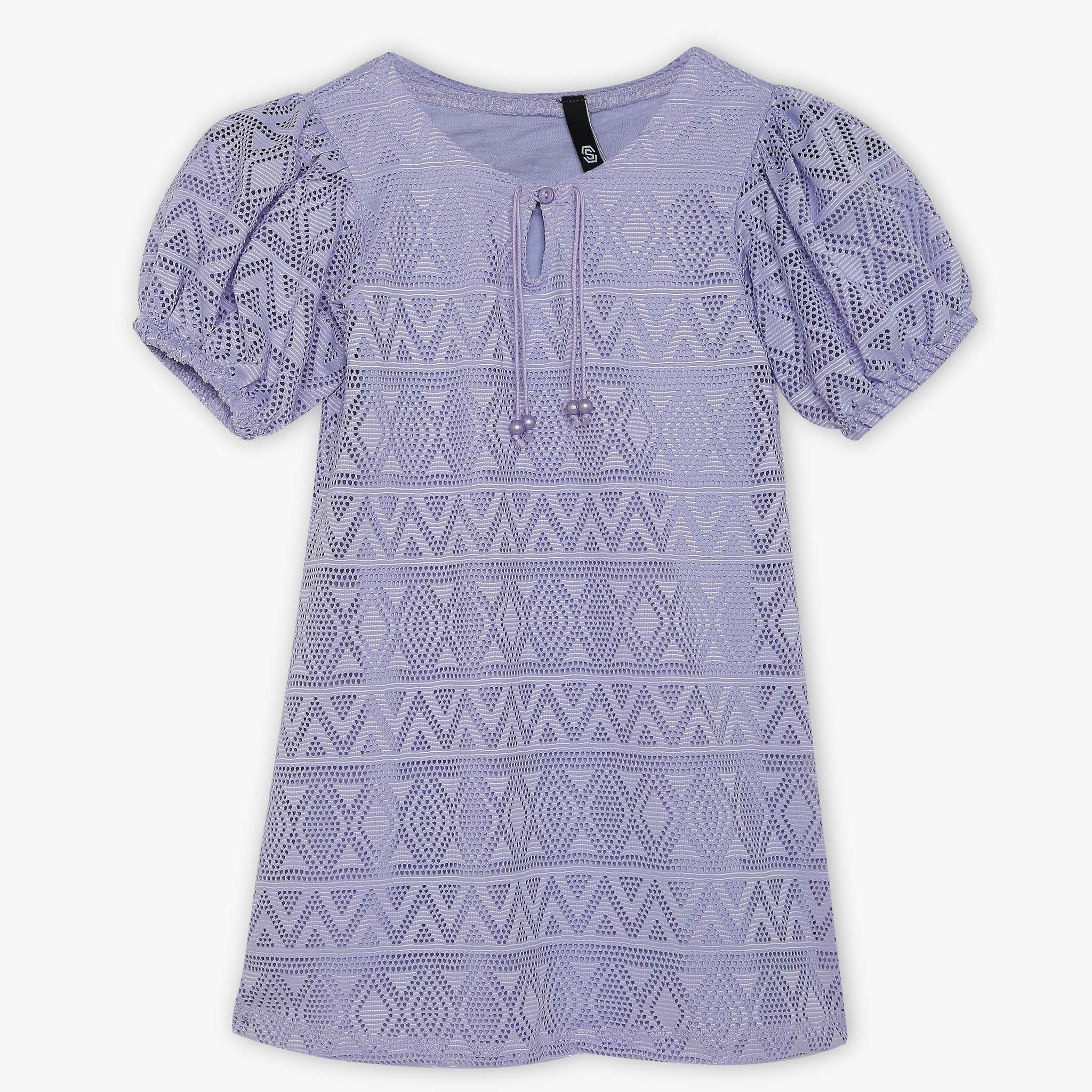 Girls Solid Short Sleeve Knitted Dress