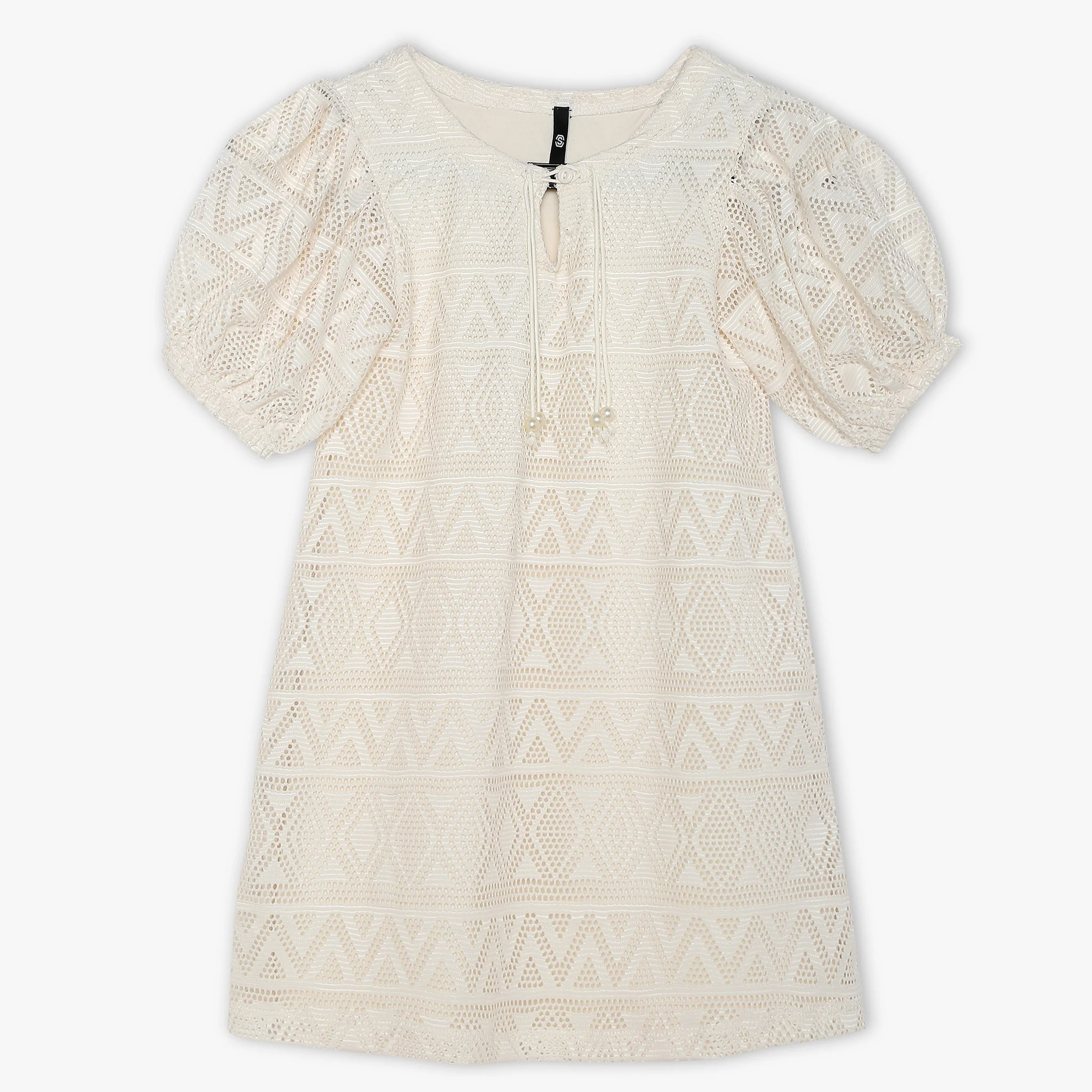 Girls Solid Short Sleeve Knitted Dress - Image 4