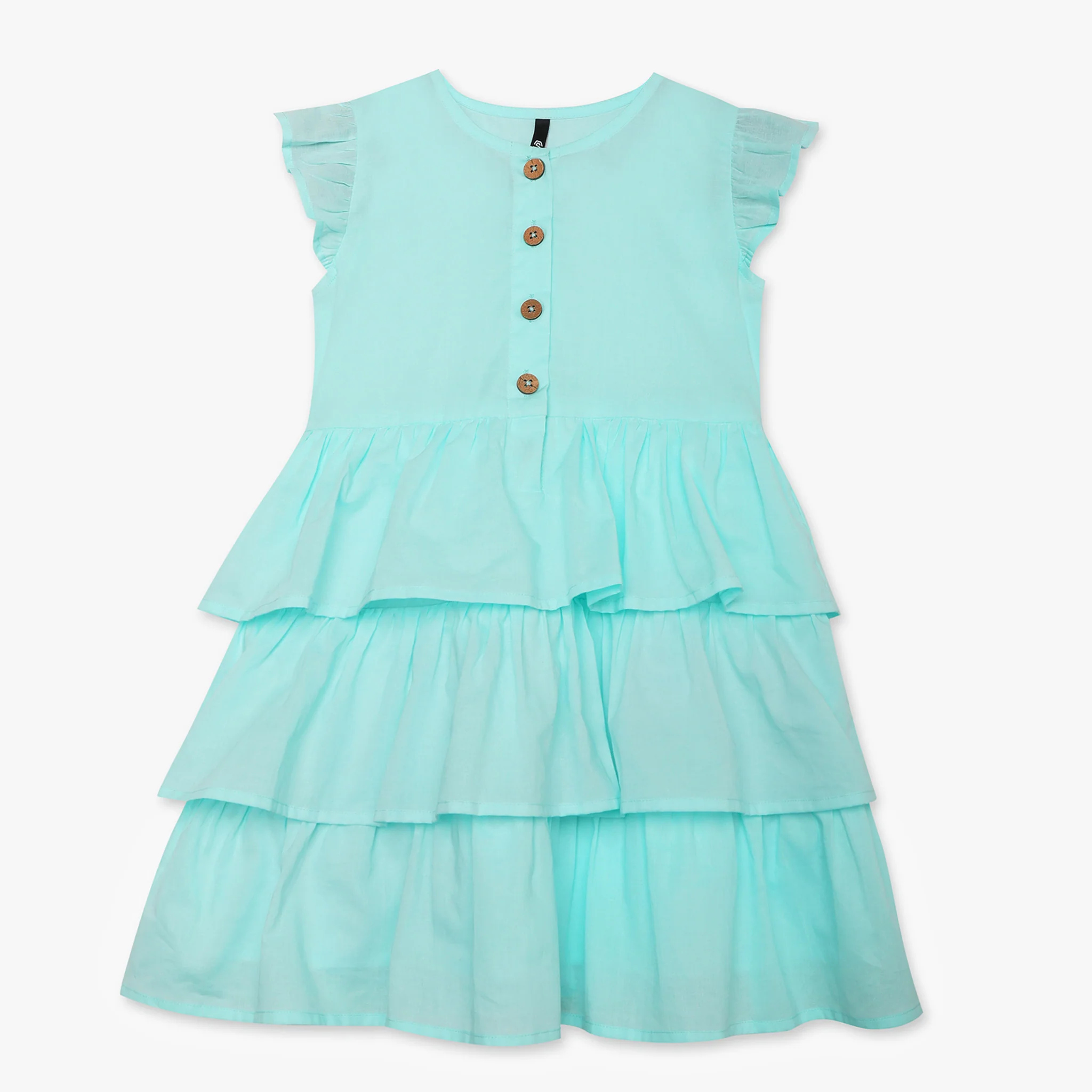 Girls Solid Knee Length Short Sleeve Dress - Image 10