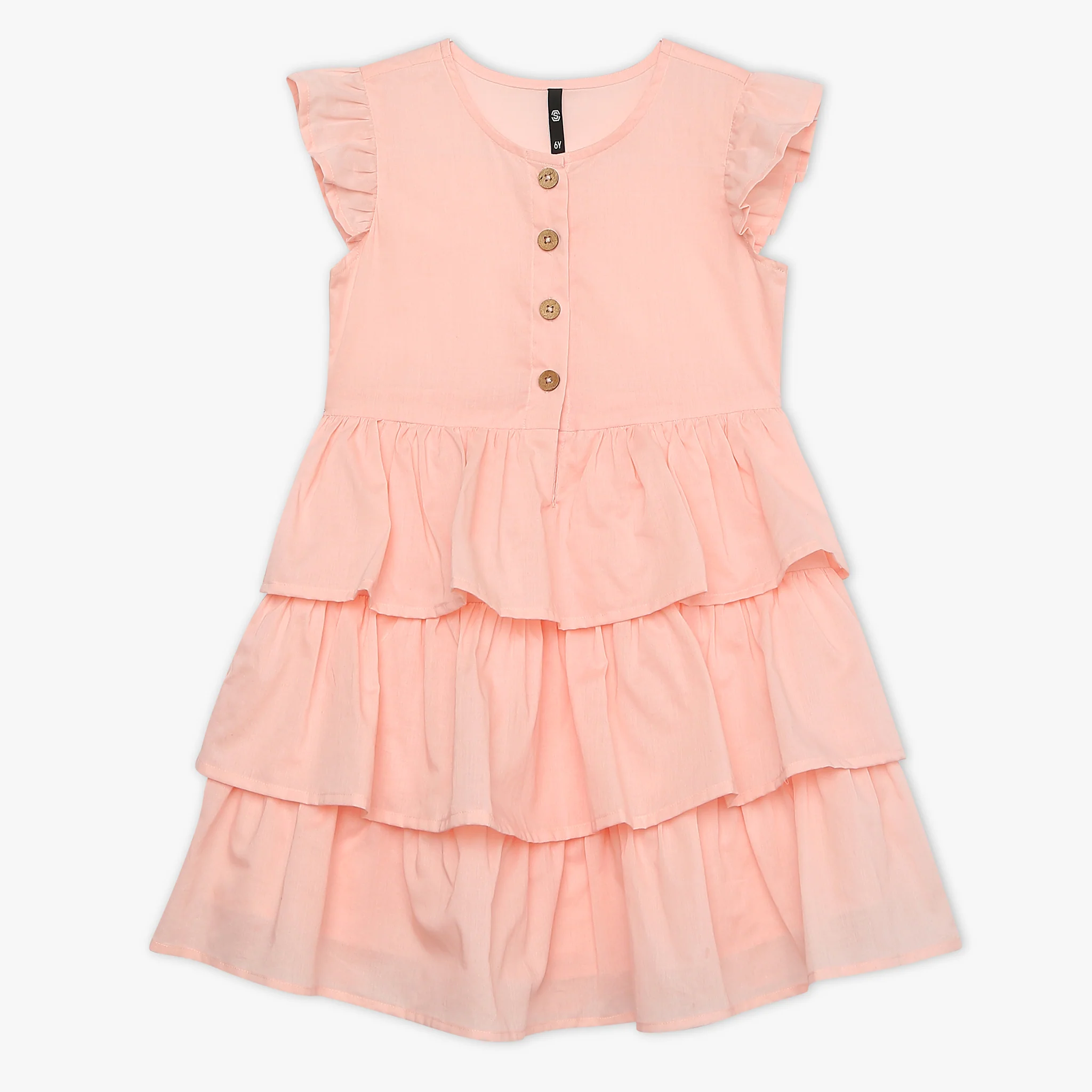 Girls Solid Knee Length Short Sleeve Dress - Image 13