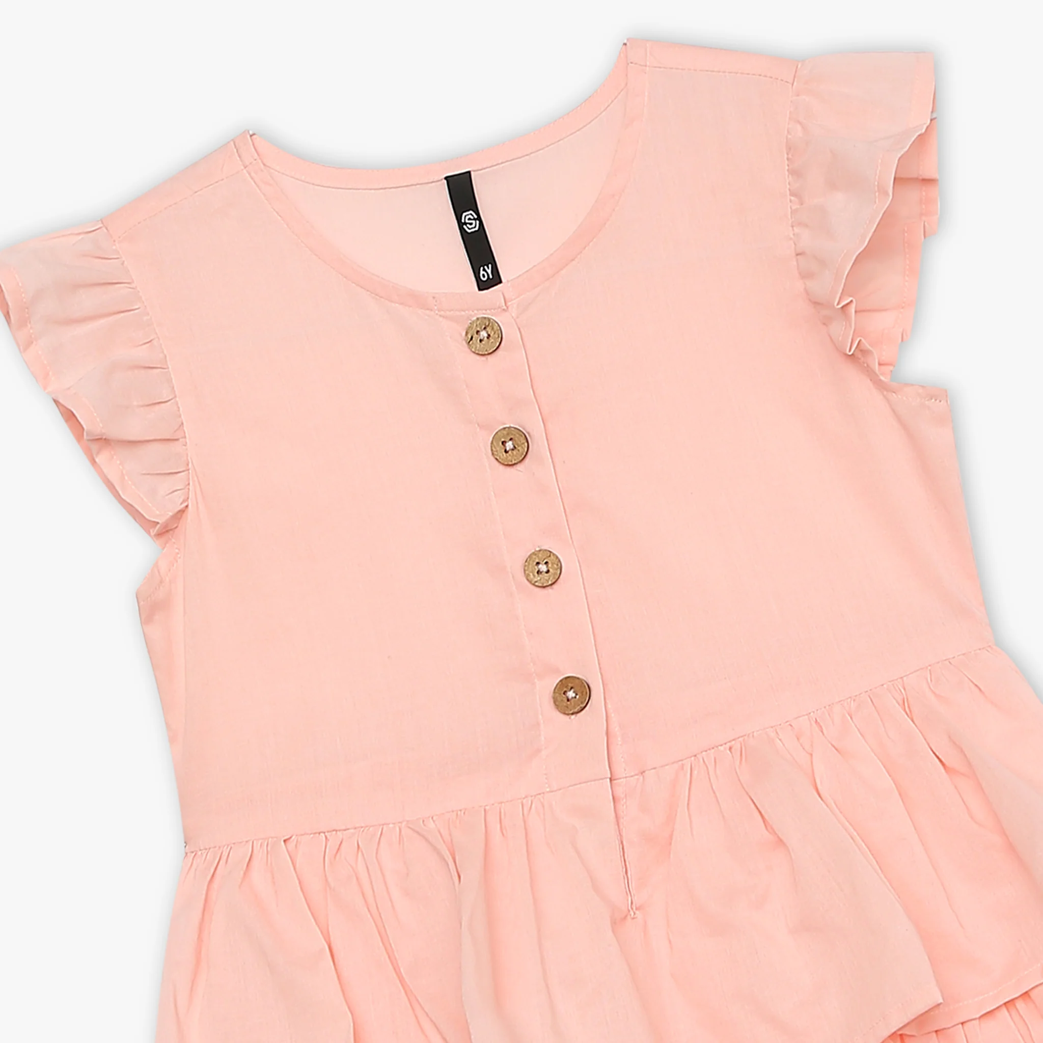 Girls Solid Knee Length Short Sleeve Dress - Image 15