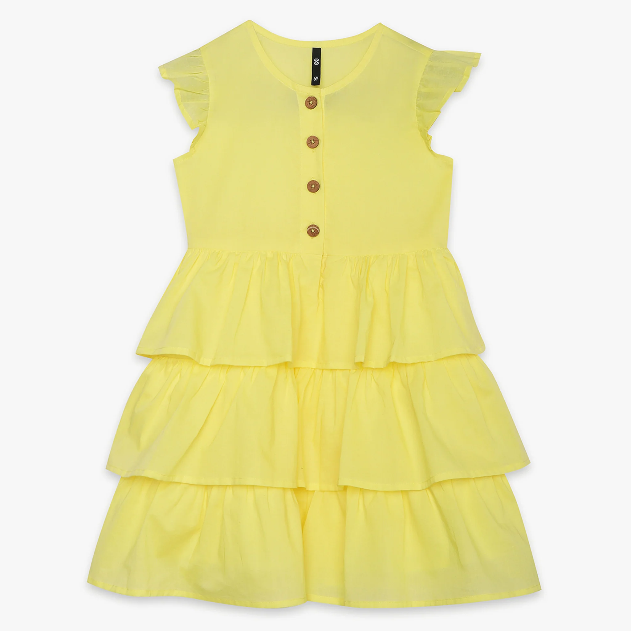 Girls Solid Knee Length Short Sleeve Dress - Image 4