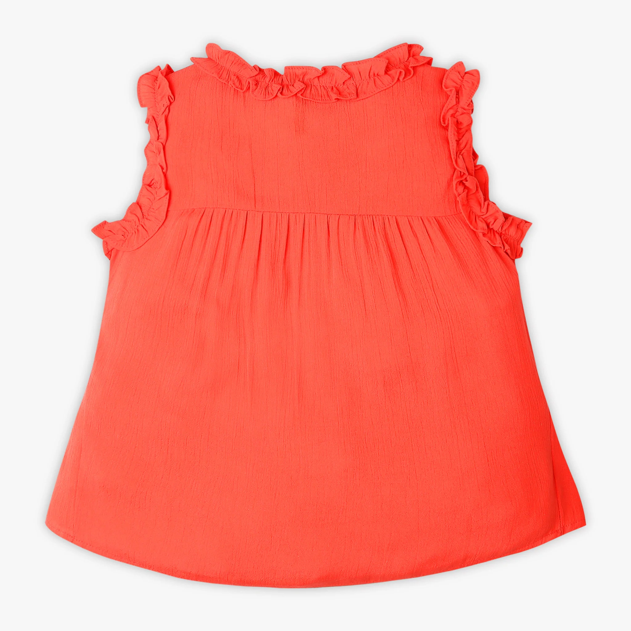 Girls Sleeveless Solid Pleated Top - Image 2