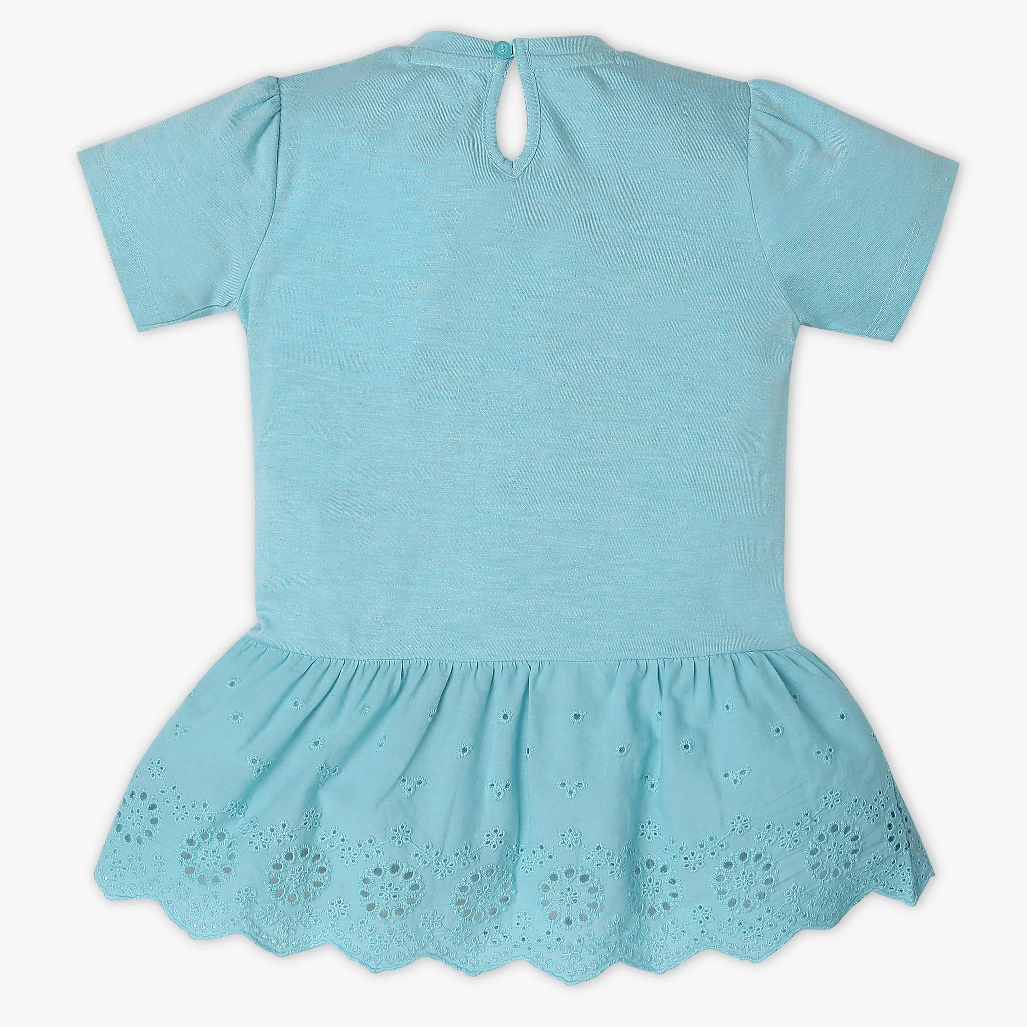 Girls Solid Scoop Neck Fashion Frock - Image 2