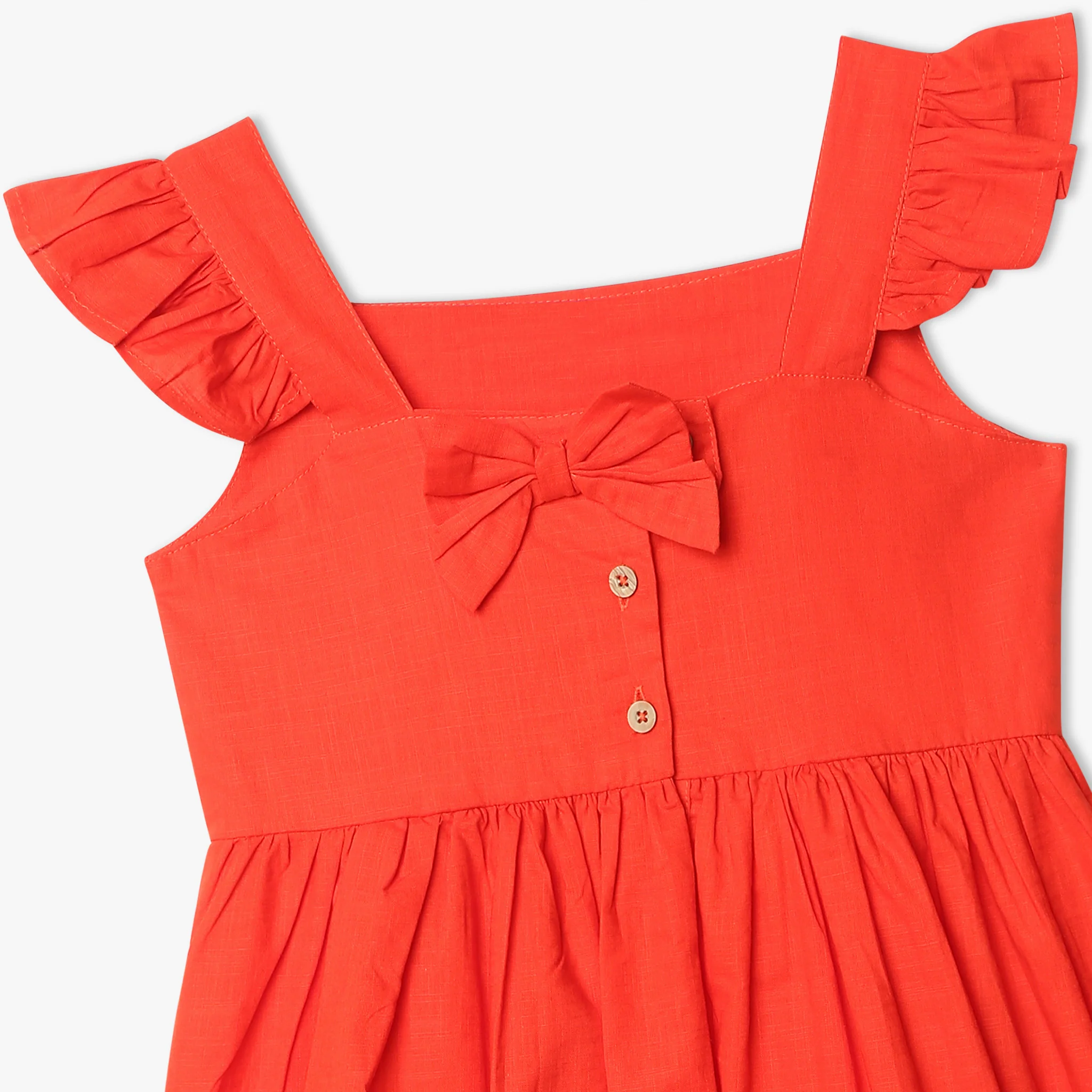 Girls Cotton Square Neck Frock - Image 3