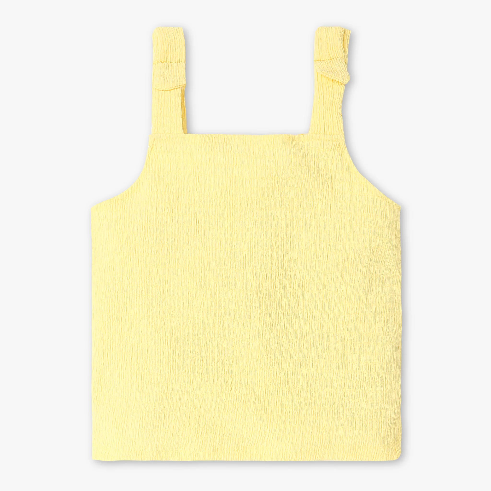 Girls Square Neck Straped Solid Top