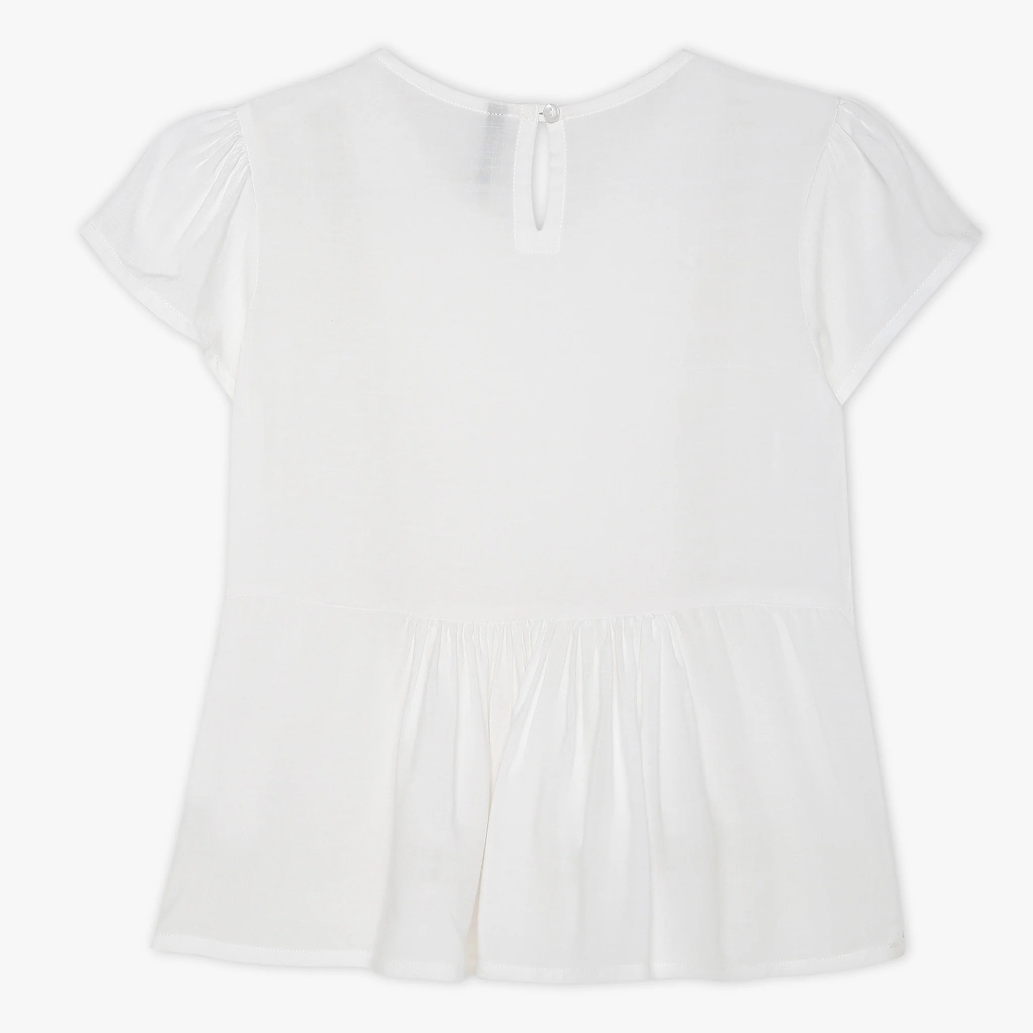 Girls Solid V-Neck Woven Top - Image 2