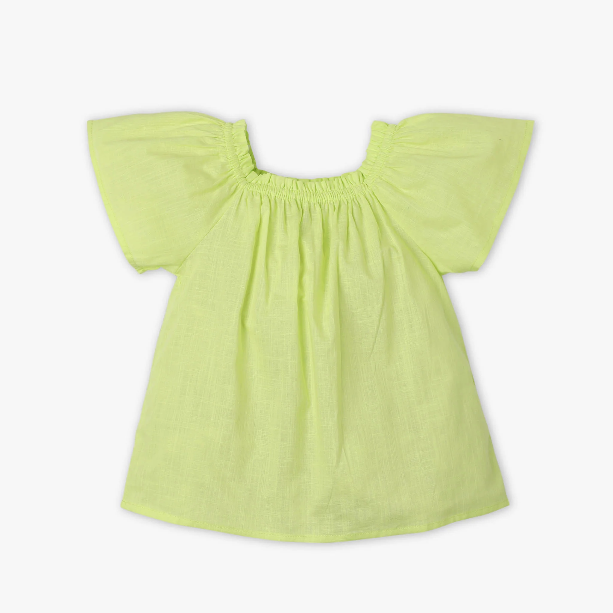 Girls Solid Square Neck Short Sleeve Top - Image 4