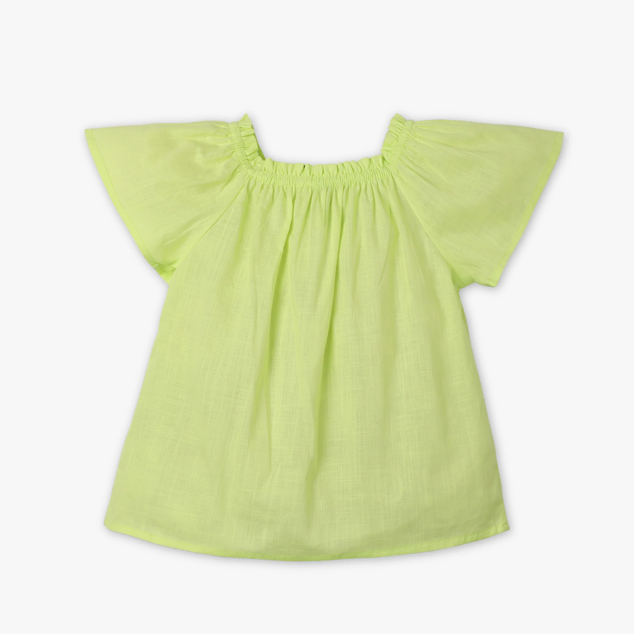 Girls Solid Square Neck Short Sleeve Top - Image 5