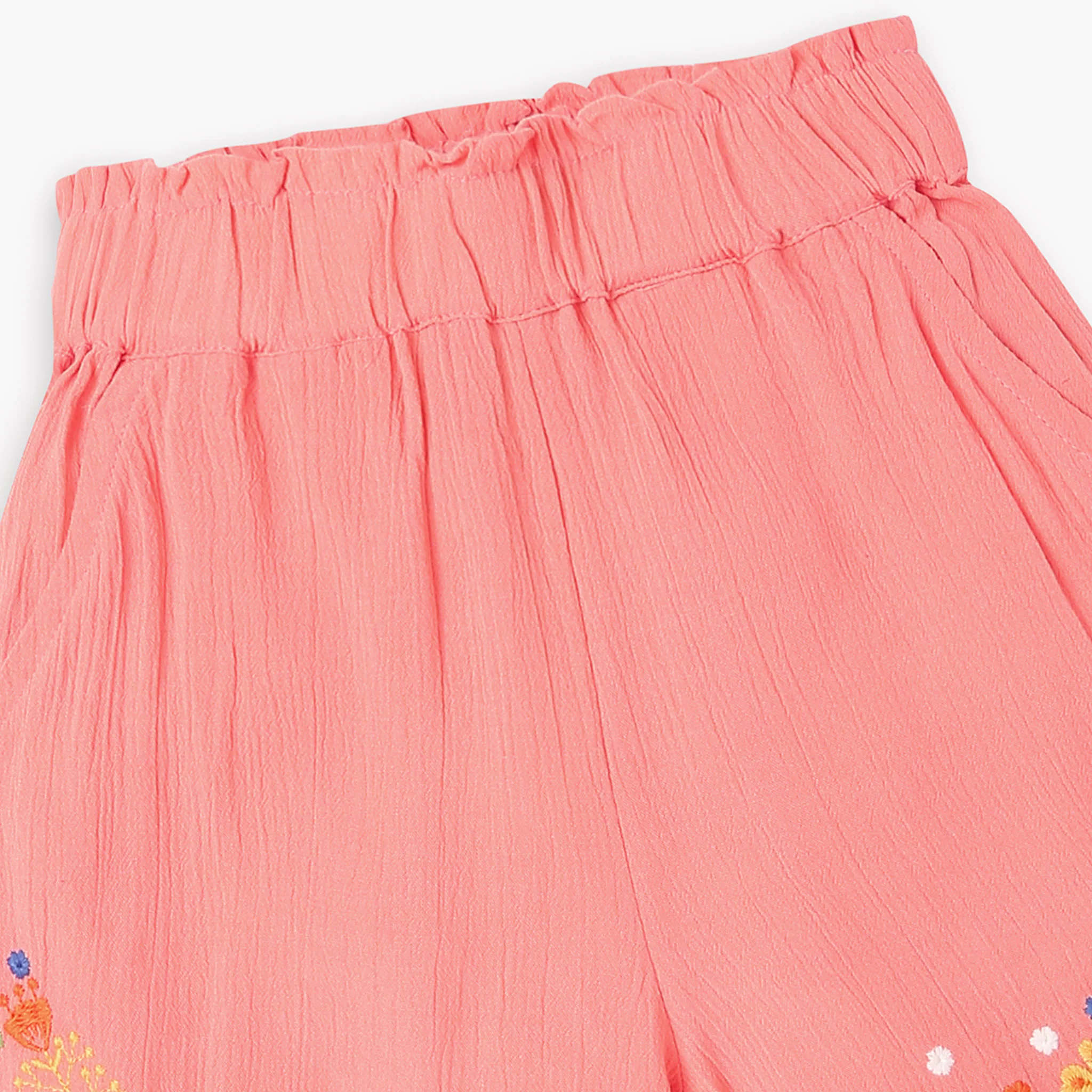 Girls Relaxed Fit Embroidered Mid Rise Shorts - Image 3