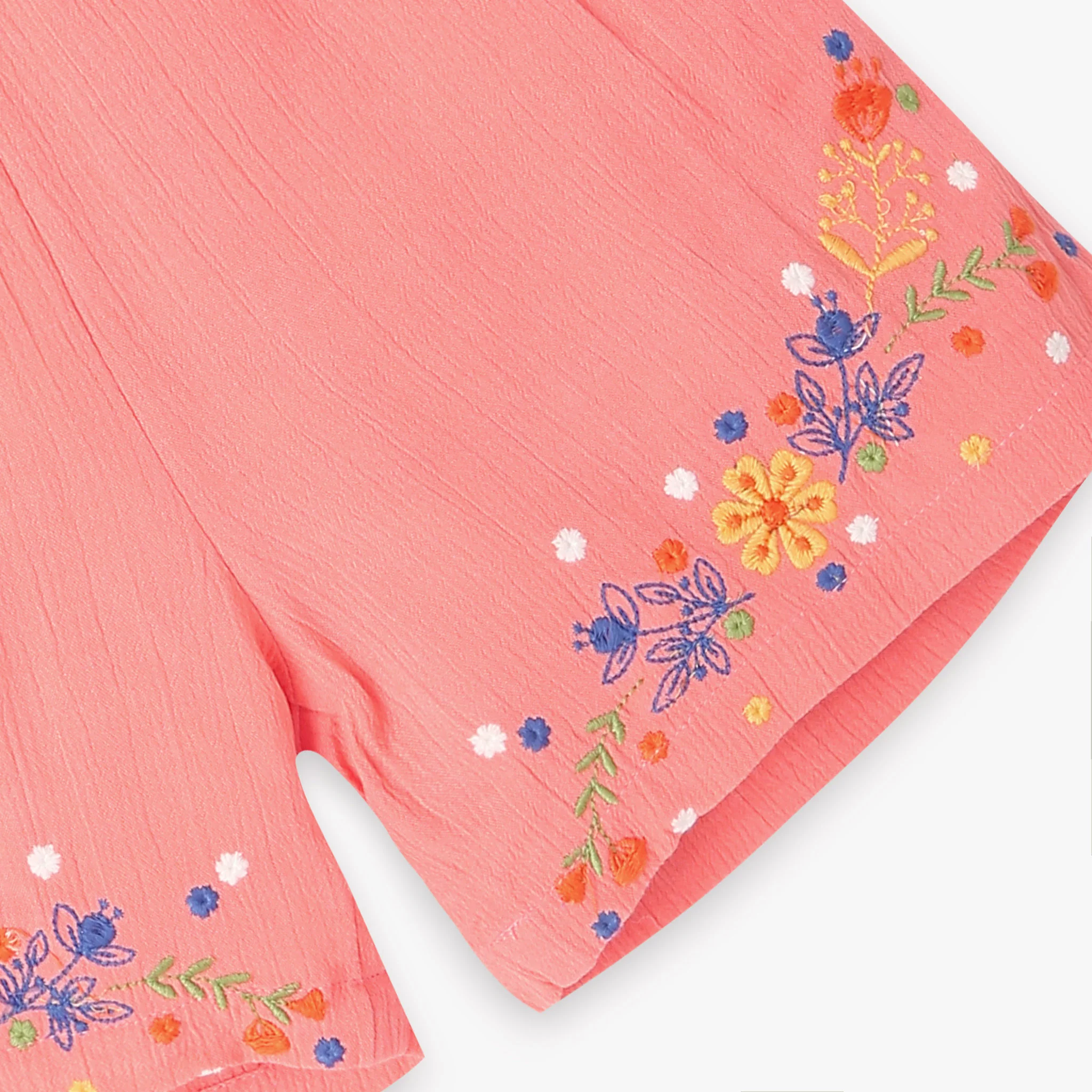 Girls Relaxed Fit Embroidered Mid Rise Shorts - Image 4