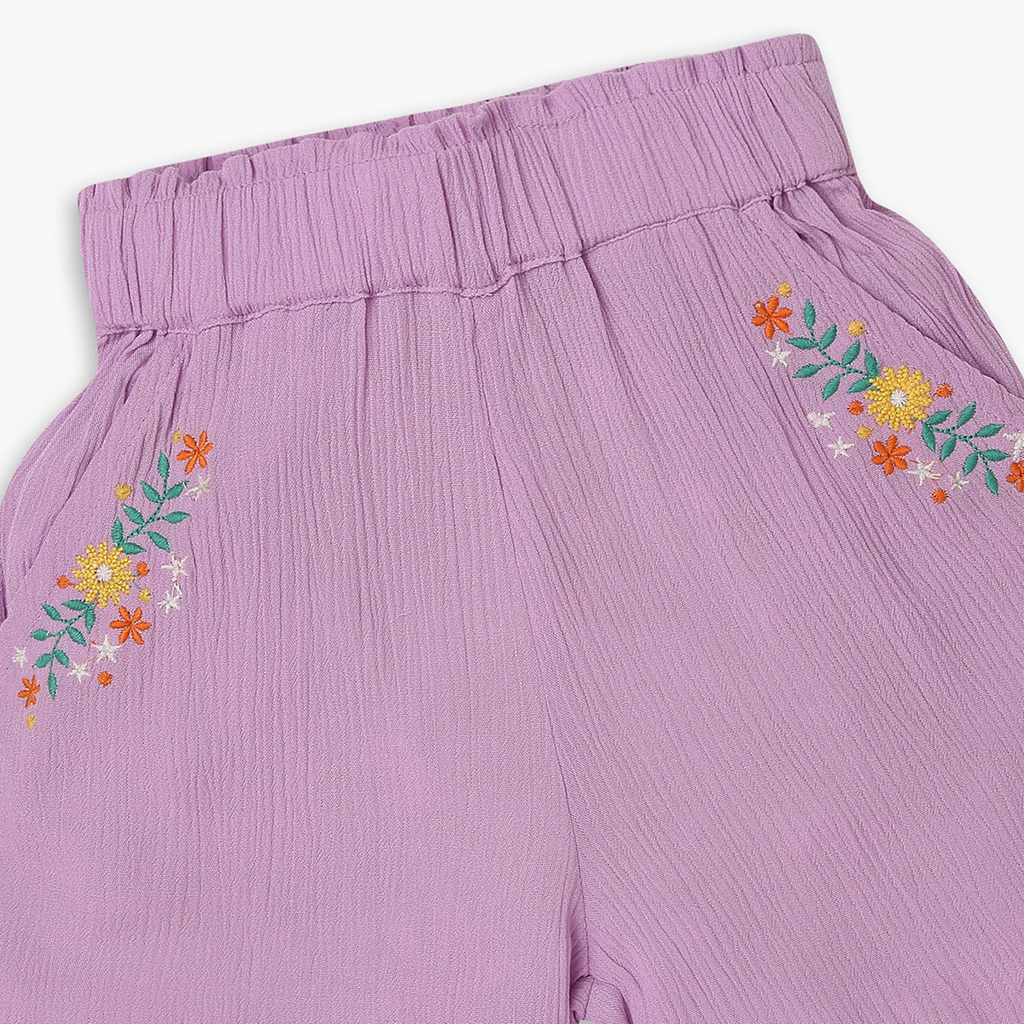 Girls Relaxed Fit Embroidered Mid Rise Shorts - Image 7