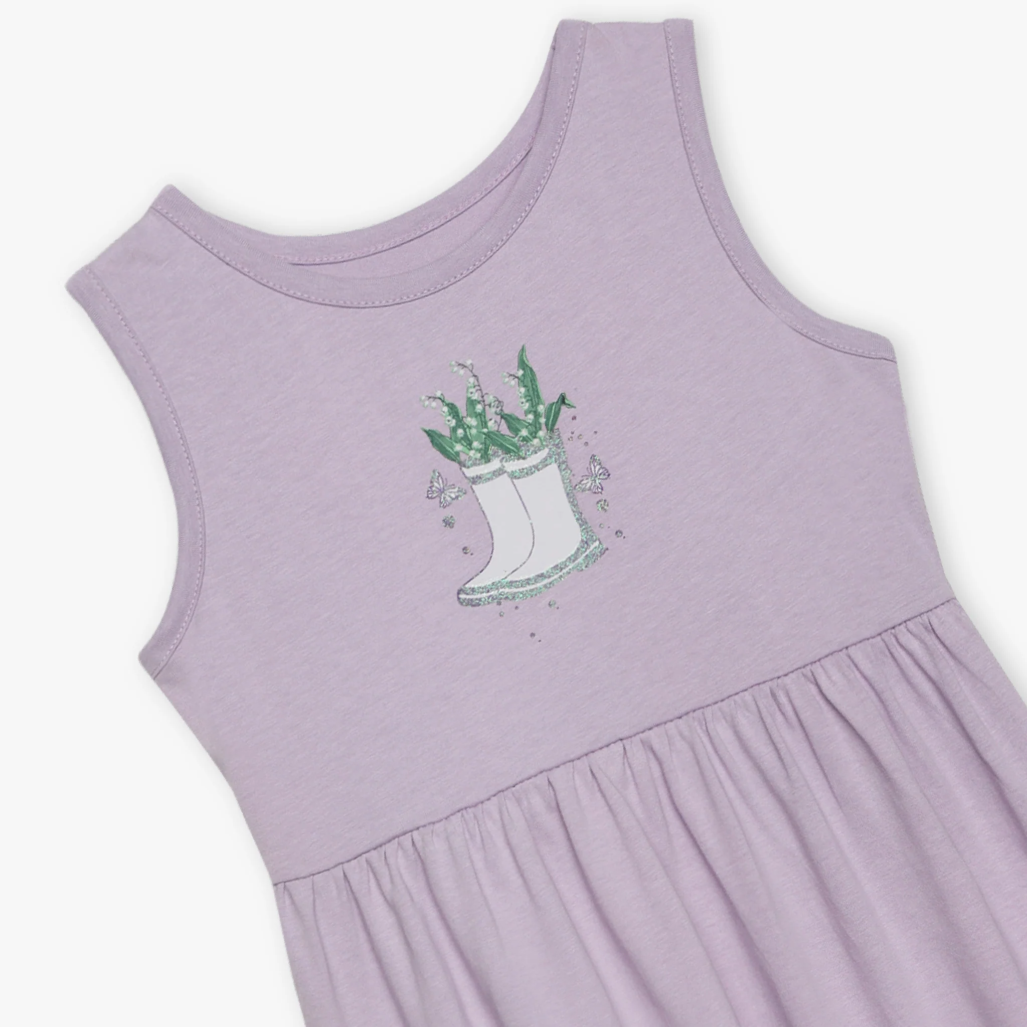 Girls Round Neck Sleeveless Printed Flared Dress - Image 3