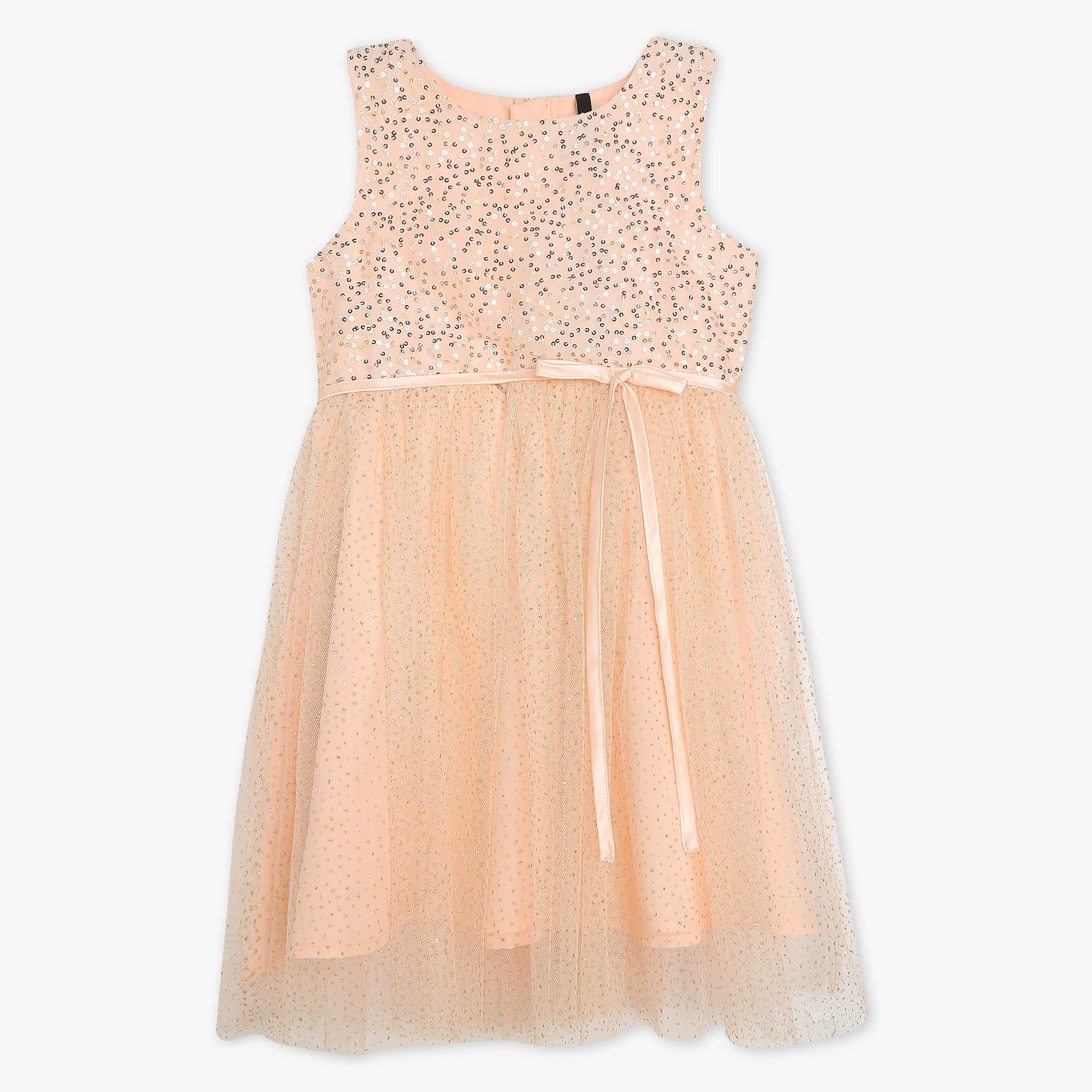 Girls Embellished Satin Party Frock