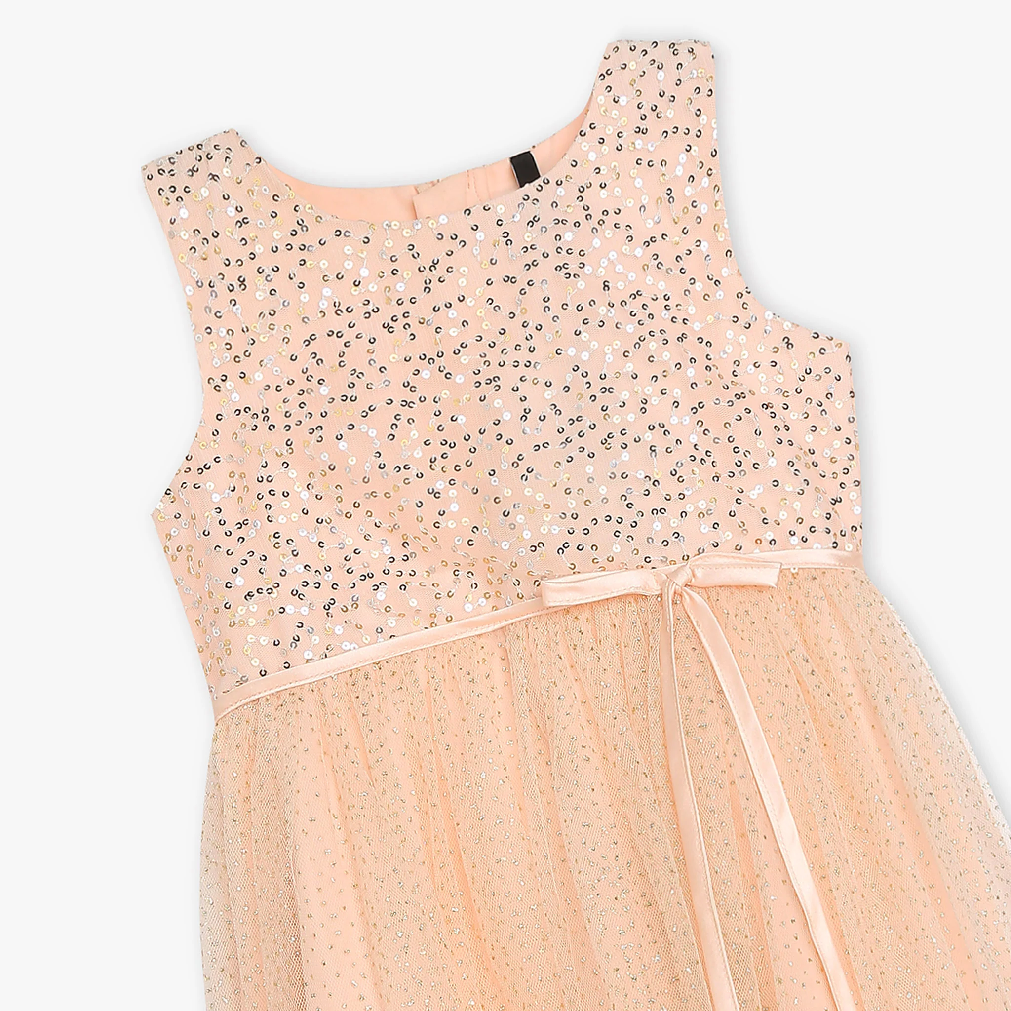 Girls Embellished Satin Party Frock - Image 3