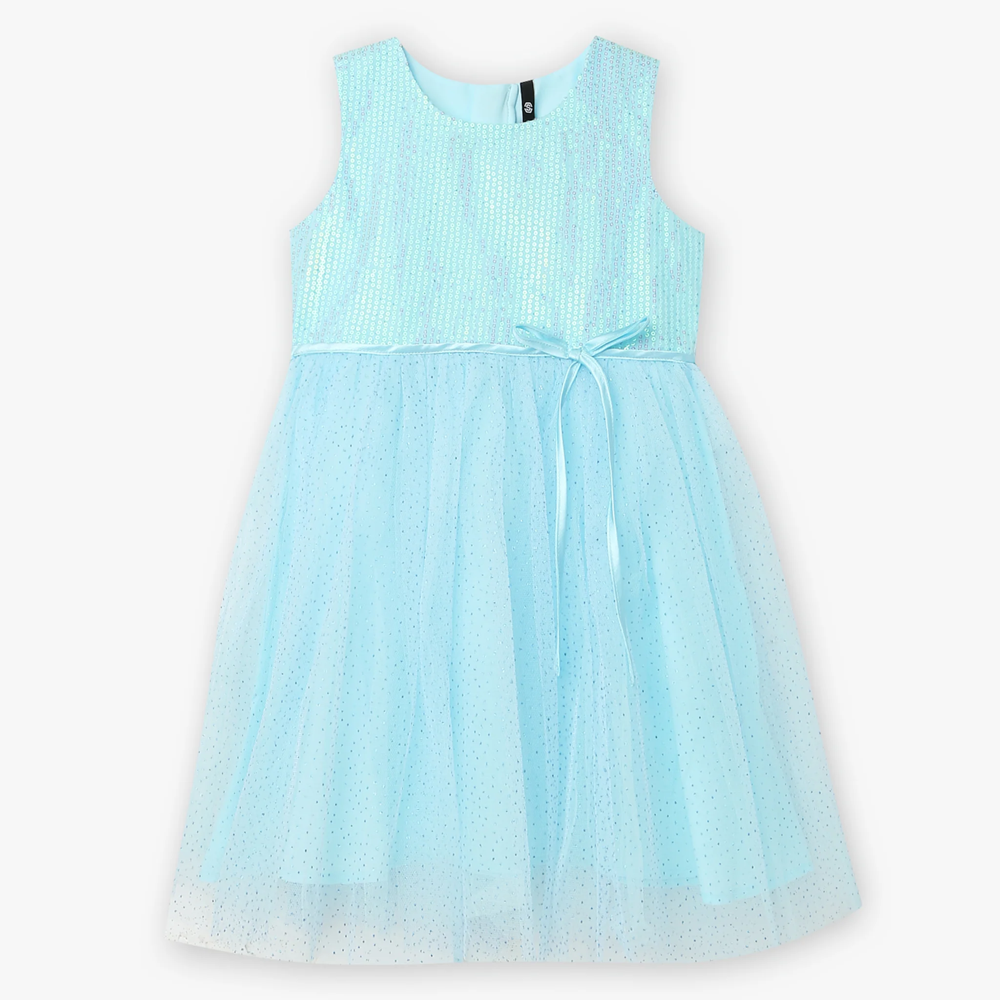 Girls Embellished Satin Party Frock - Image 4