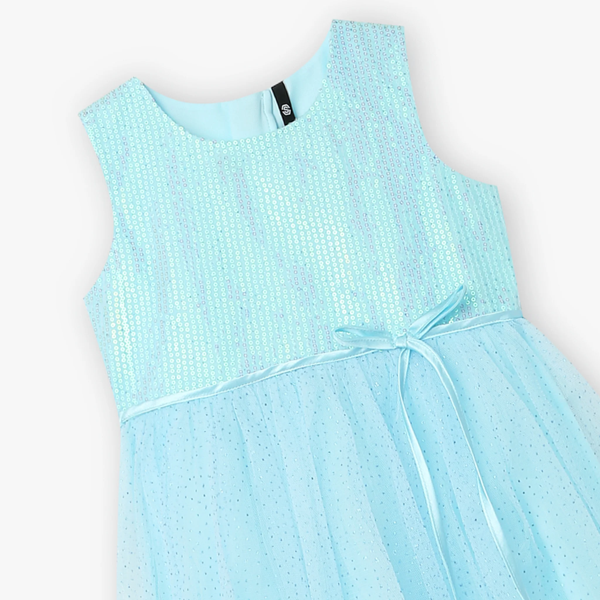 Girls Embellished Satin Party Frock - Image 6