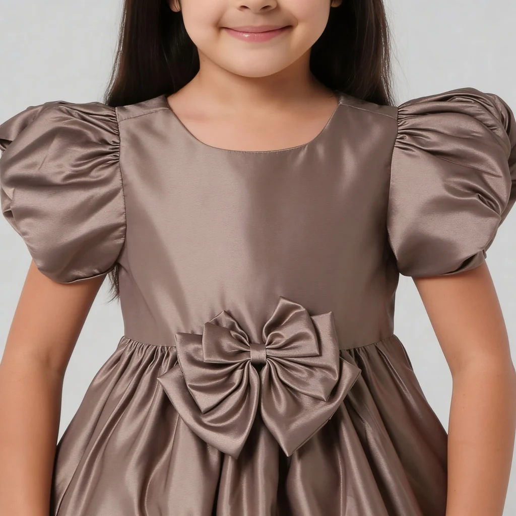 Girls Satin Flared Party Frock - Image 4