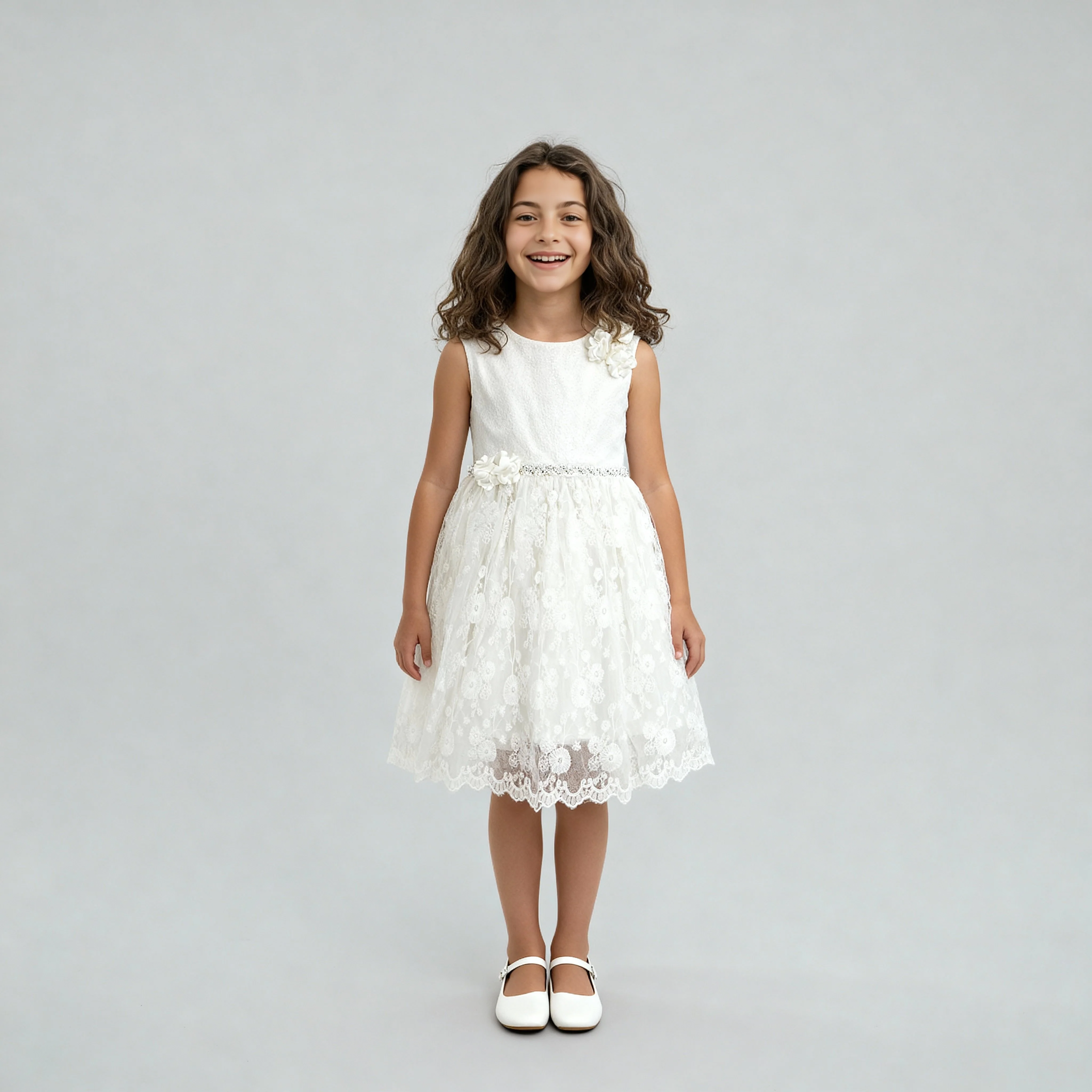 Girls Satin Printed Party Dress - Image 2