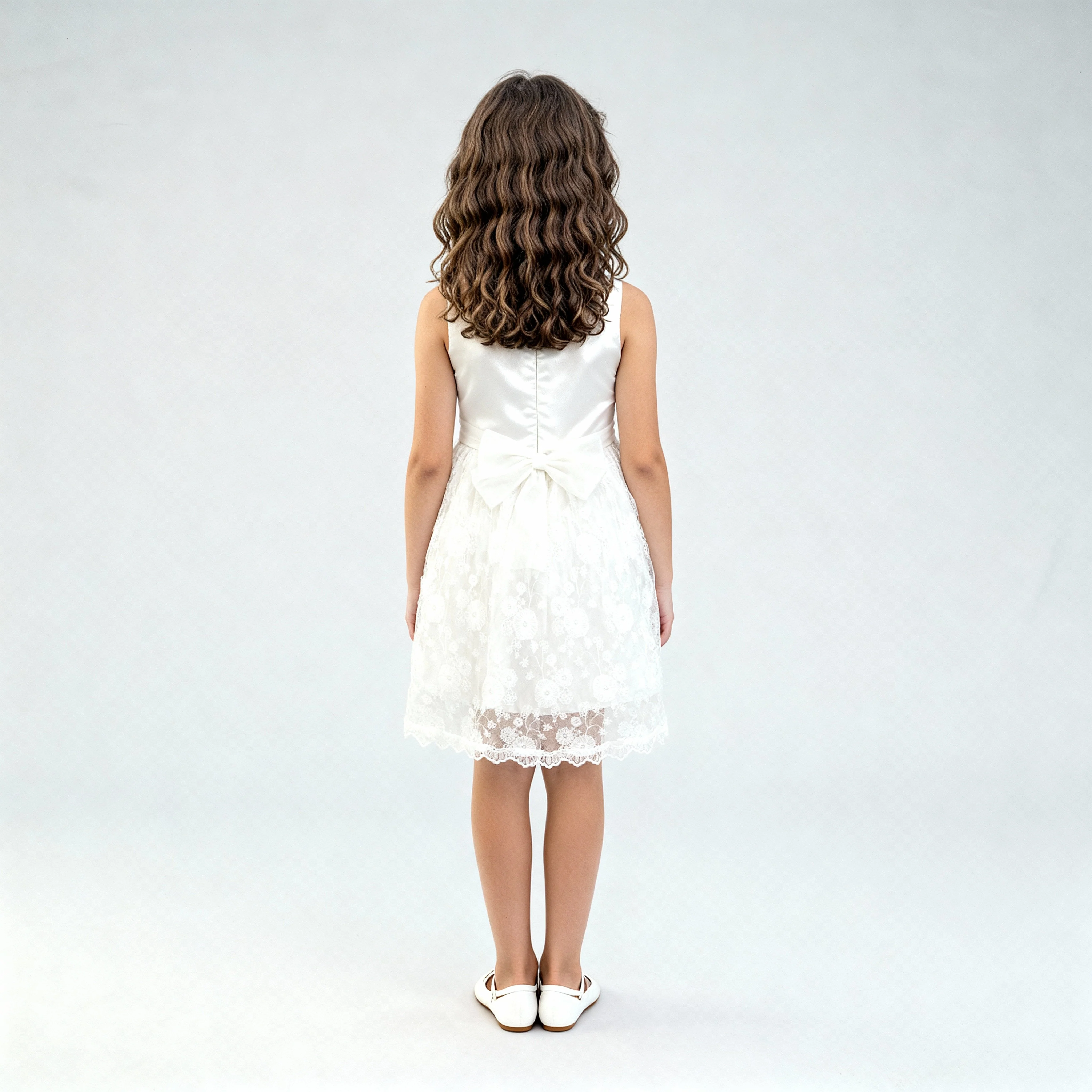Girls Satin Printed Party Dress - Image 3