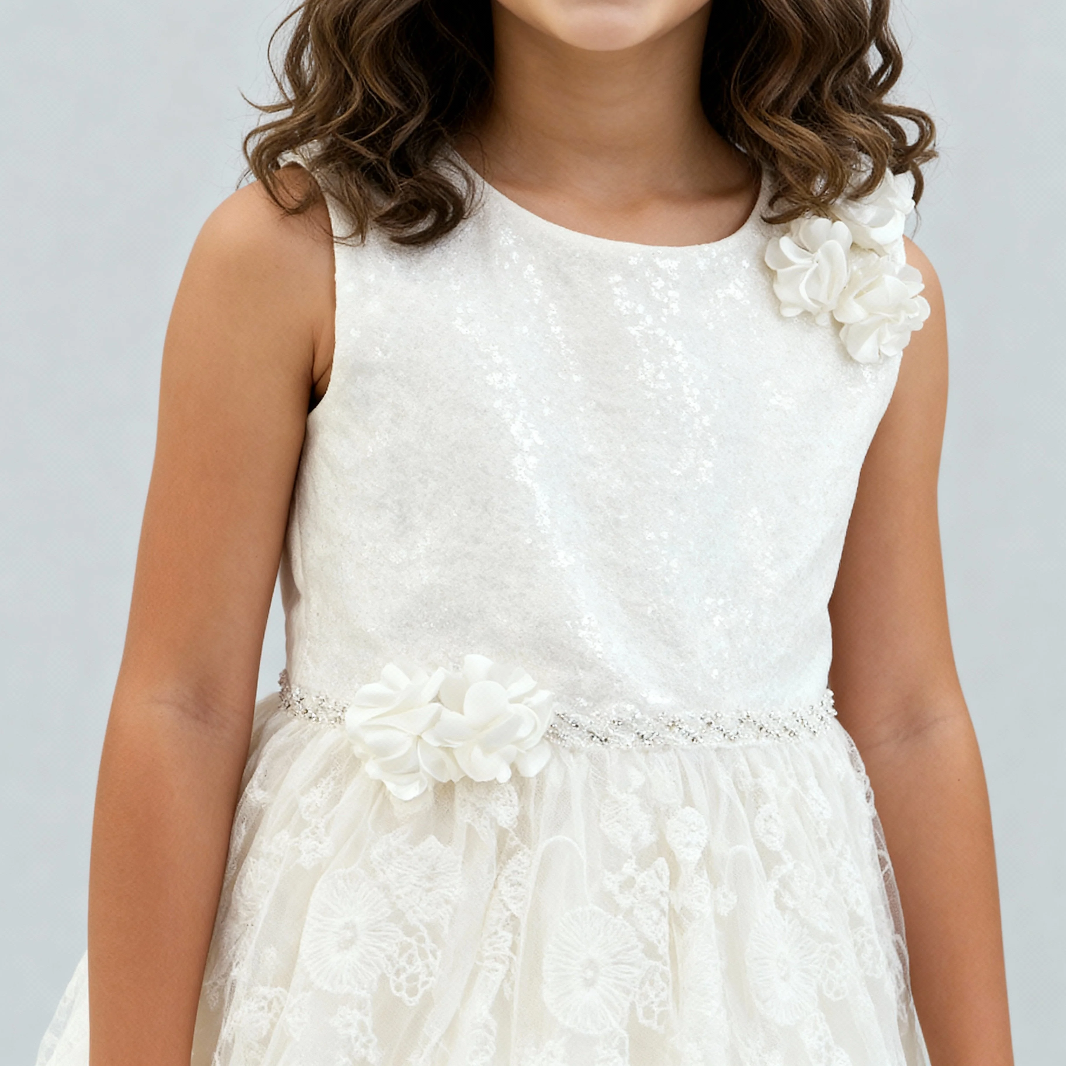 Girls Satin Printed Party Dress - Image 4