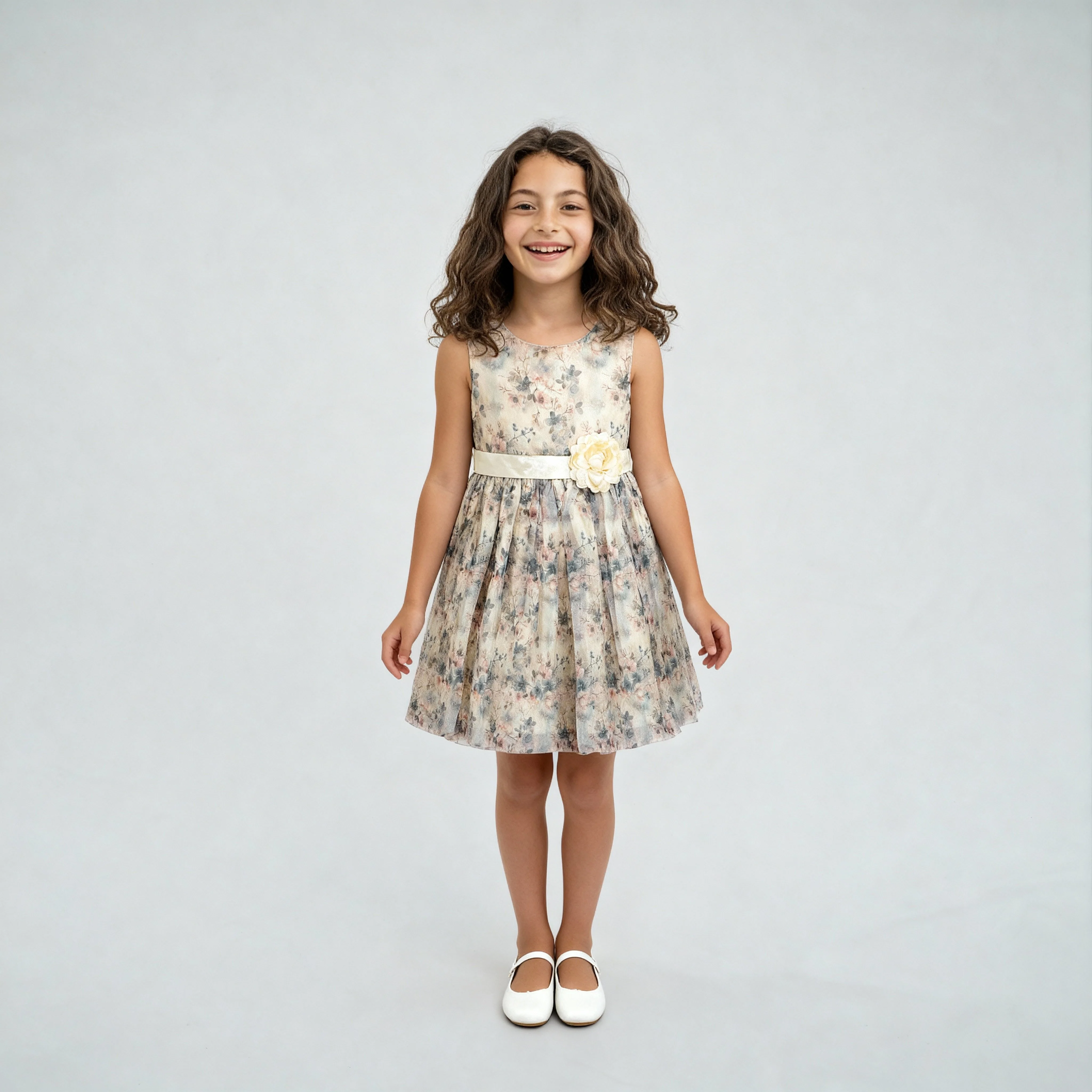 Girls Satin Printed Party Dress - Image 2