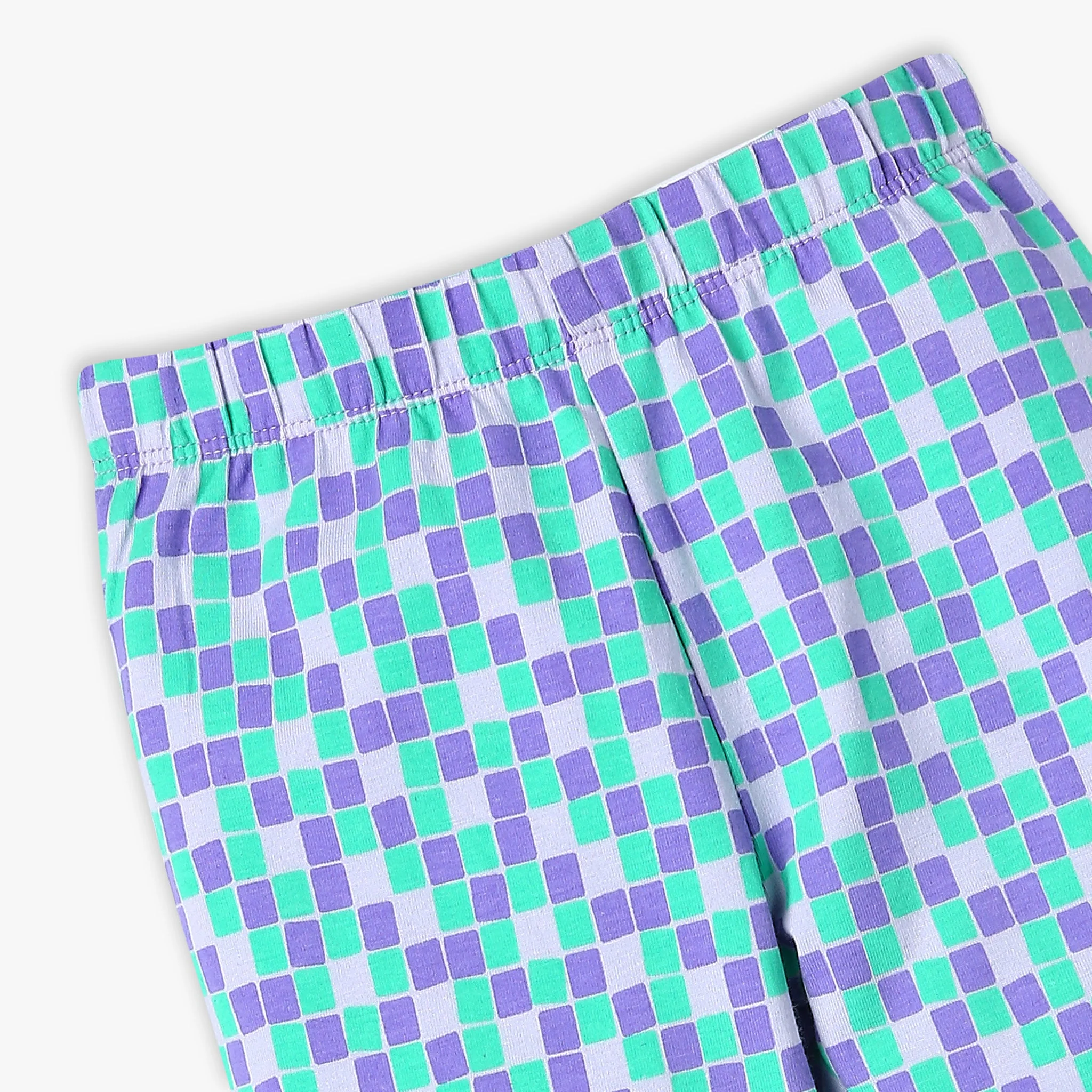 Girls Skinny Fit Checkered Mid Rise Leggings - Image 3
