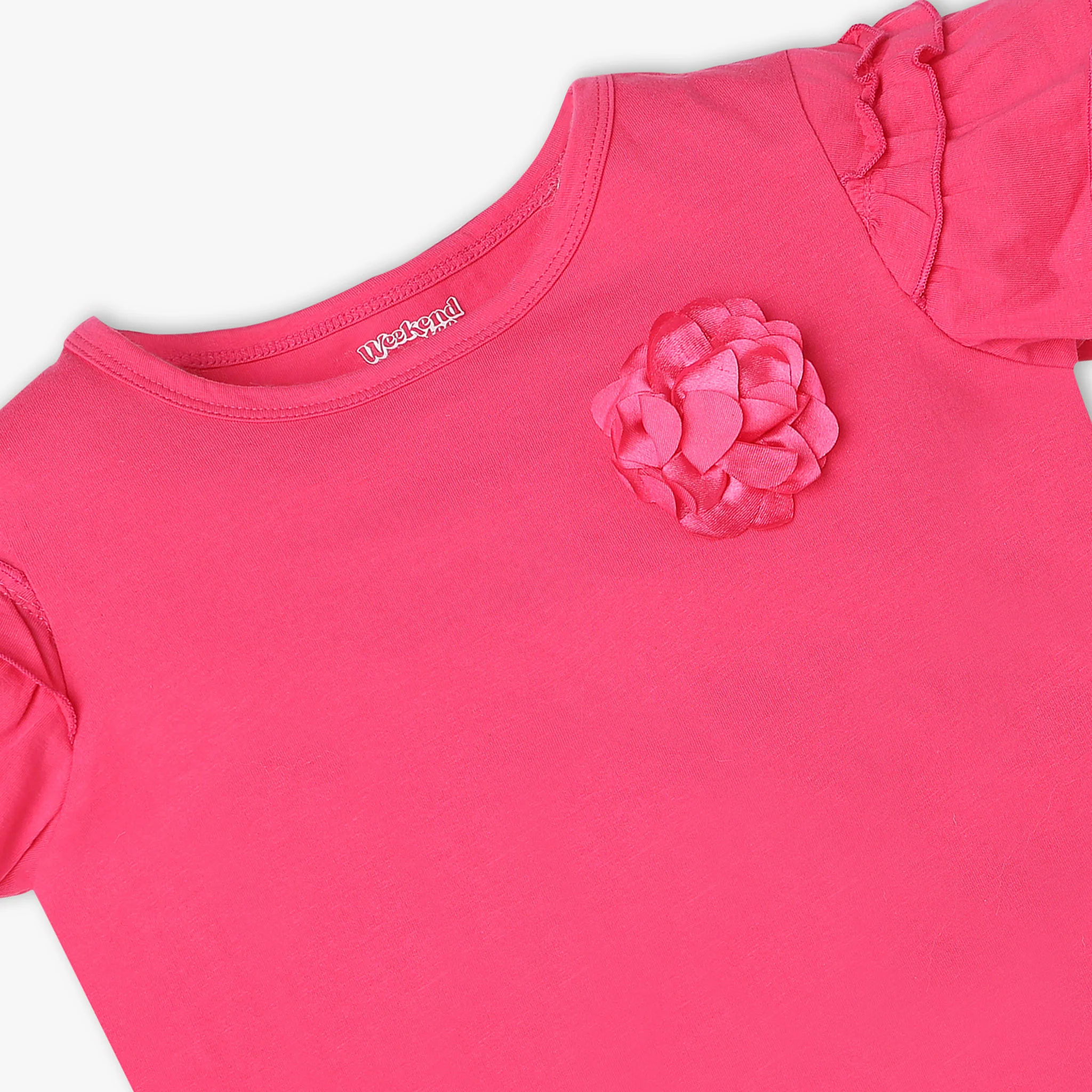Girls Solid Crew Neck T-Shirt - Image 3