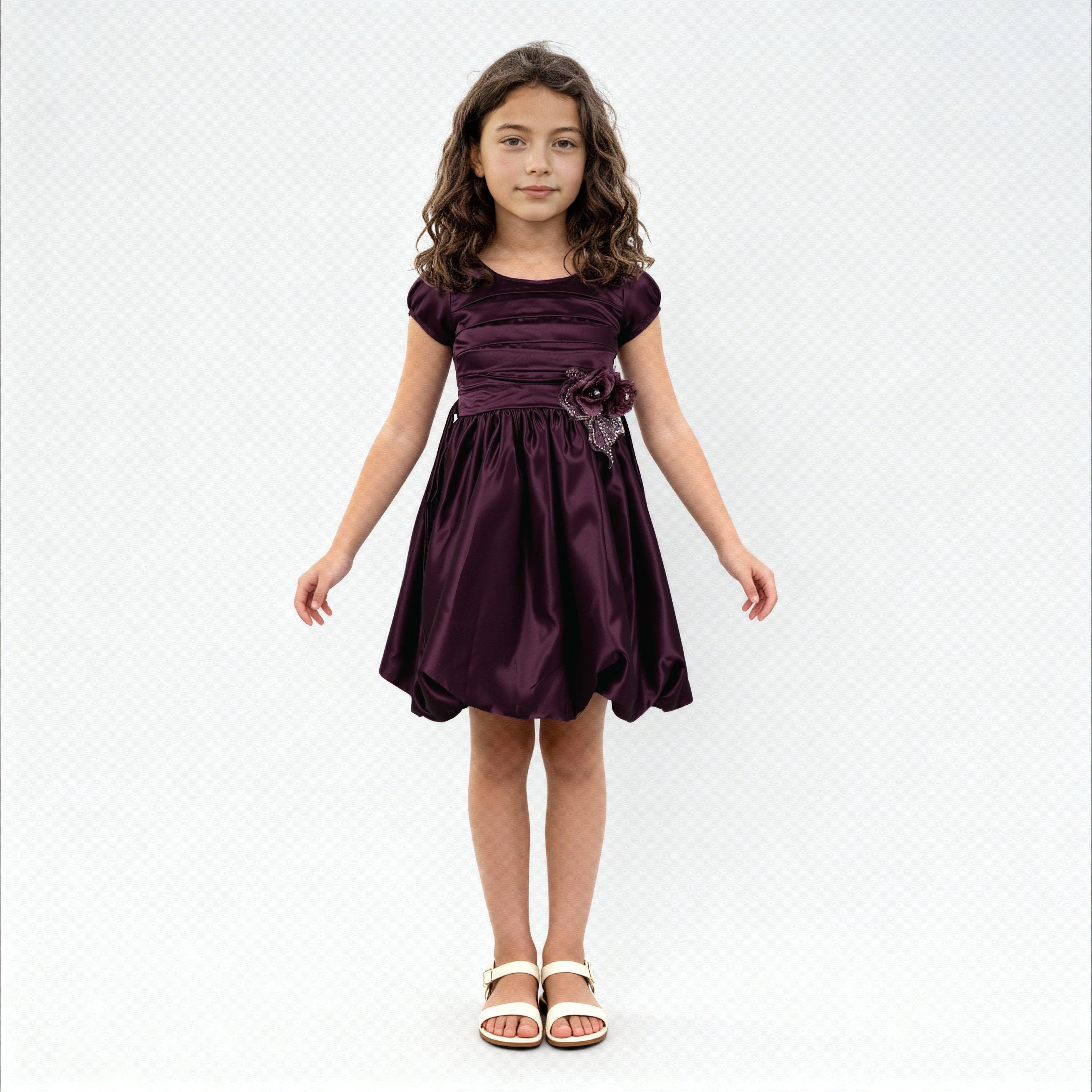 Girls Solid Party Frock - Image 2
