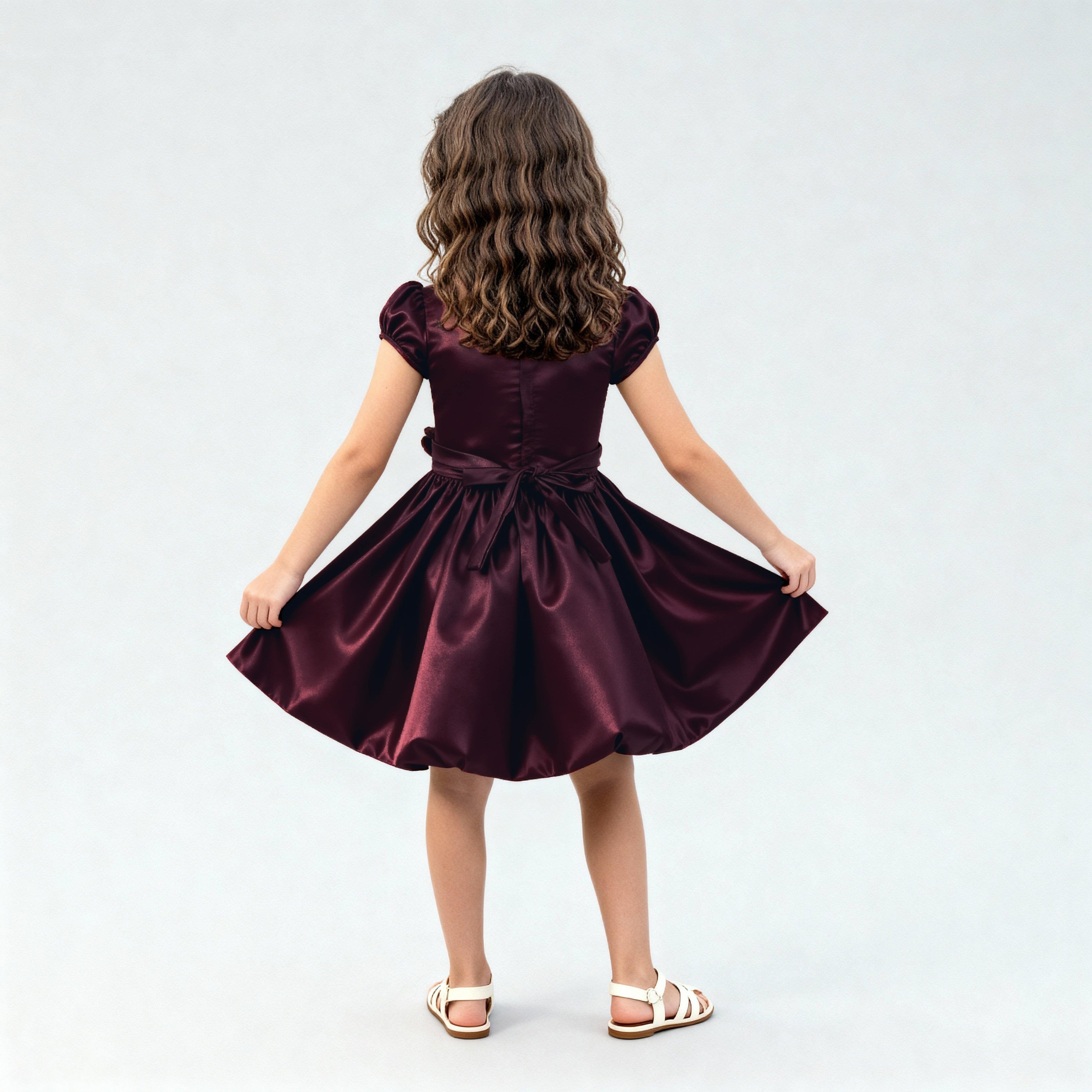 Girls Solid Party Frock - Image 3
