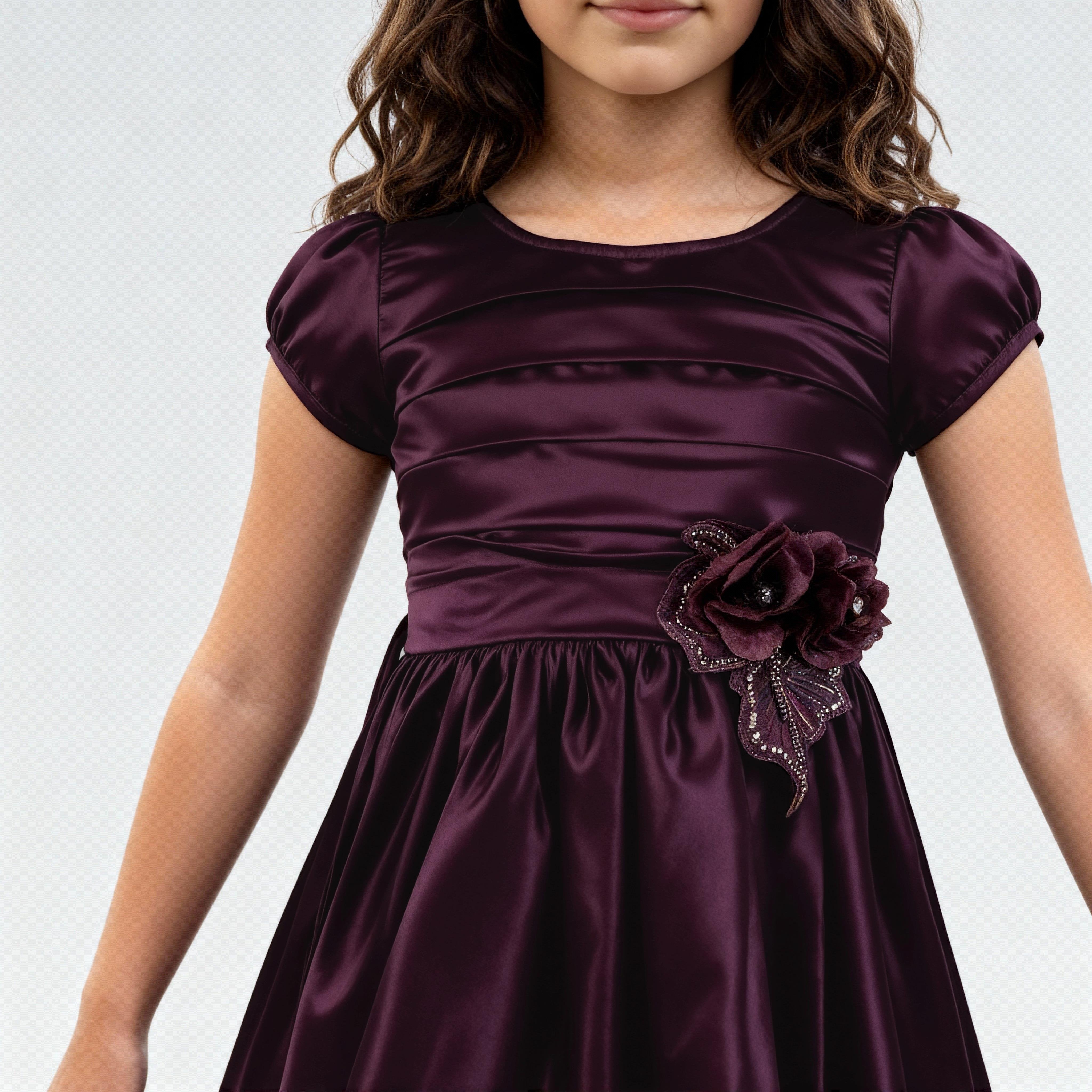 Girls Solid Party Frock - Image 4