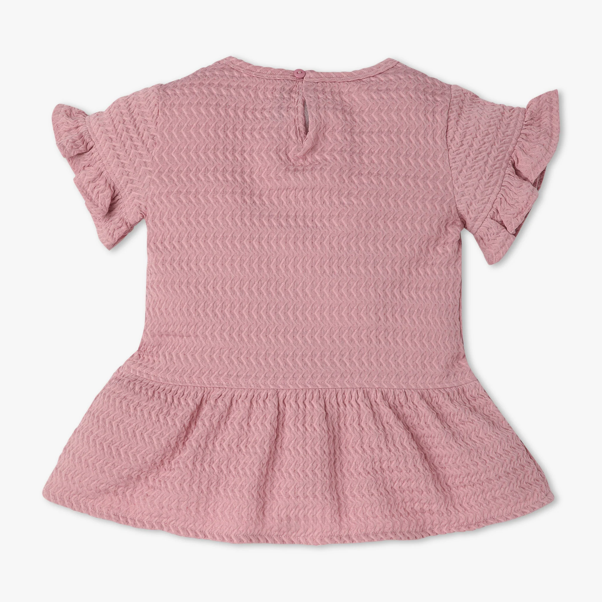 Girls Solid Flared Sleeve Round Neck T-Shirt - Image 2